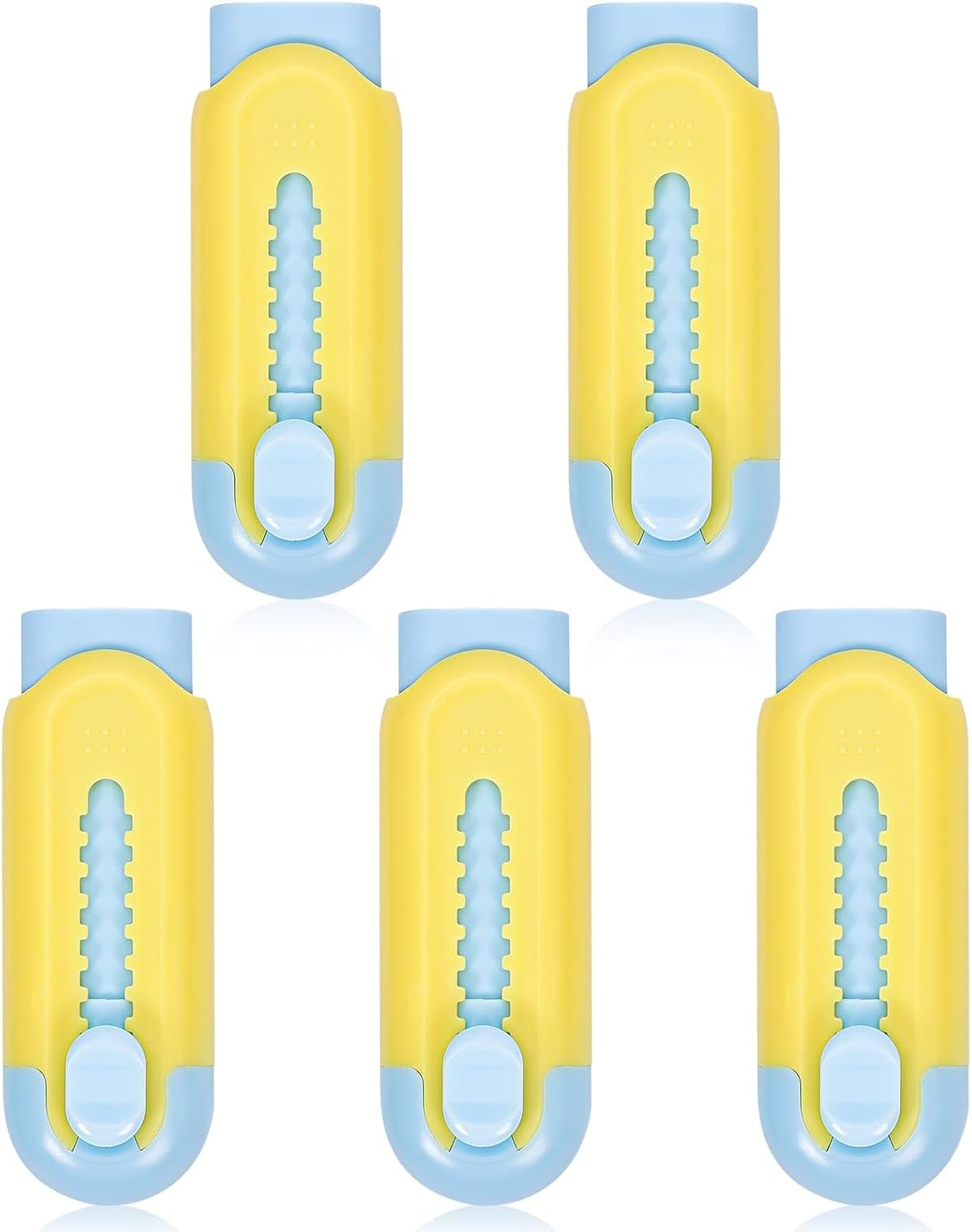 Pencil Erasers, Retractable Erasers for Pencils - Blue Yellow, Pack of 5