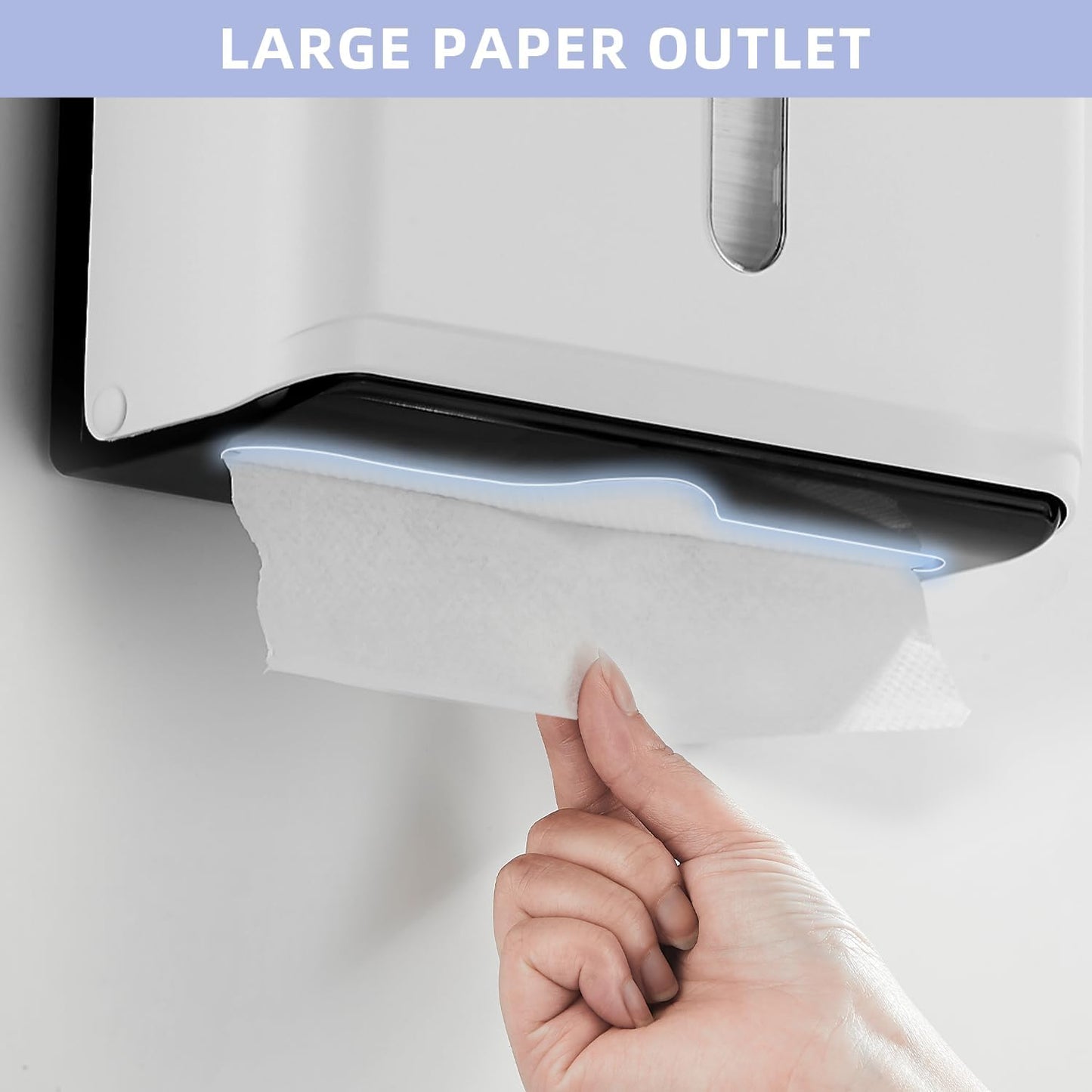 Paper Towel Dispensers Wall Mount: Multifold Tri-Fold Paper Towel Holder, No Drilling Install, Commercial Hand Towel Dispenser for Bathroom, Restroom, Office, Home, White