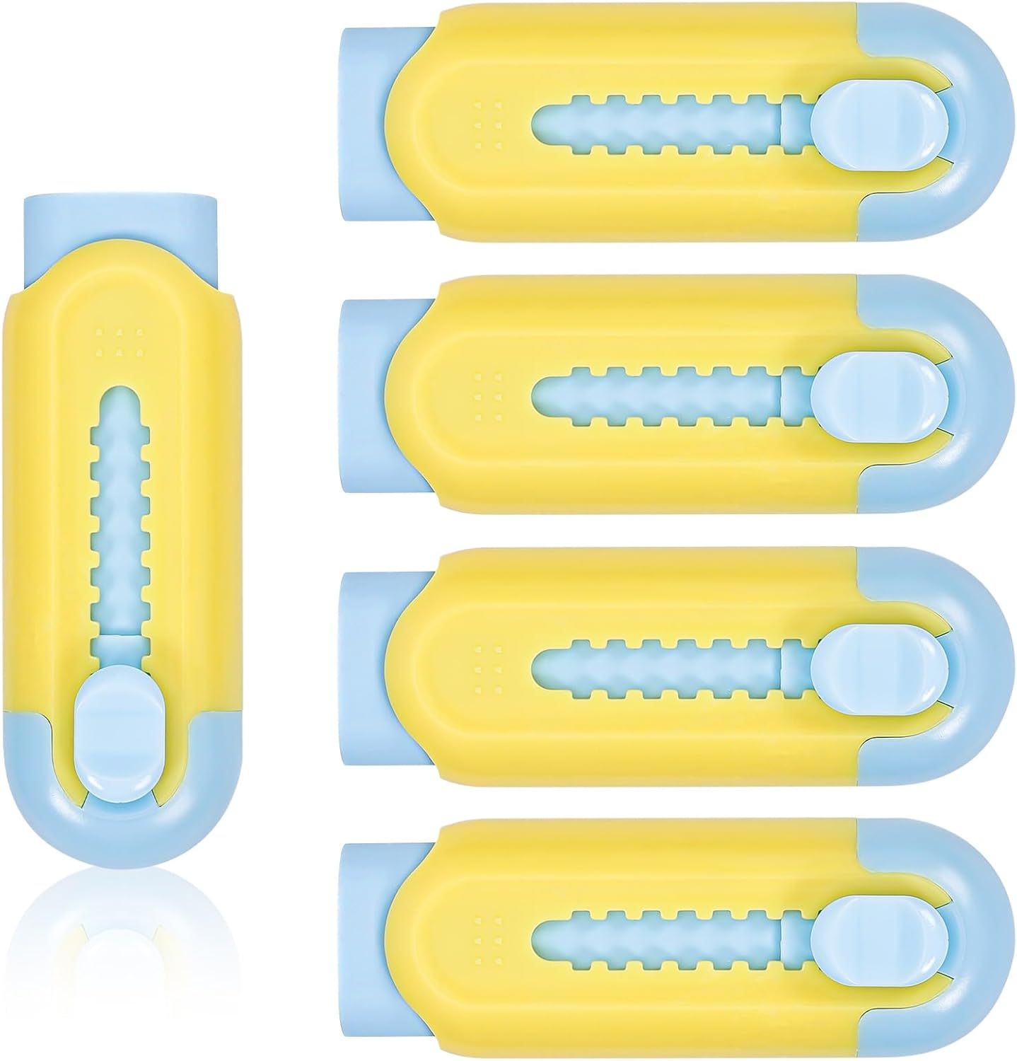 Pencil Erasers, Retractable Erasers for Pencils - Blue Yellow, Pack of 5
