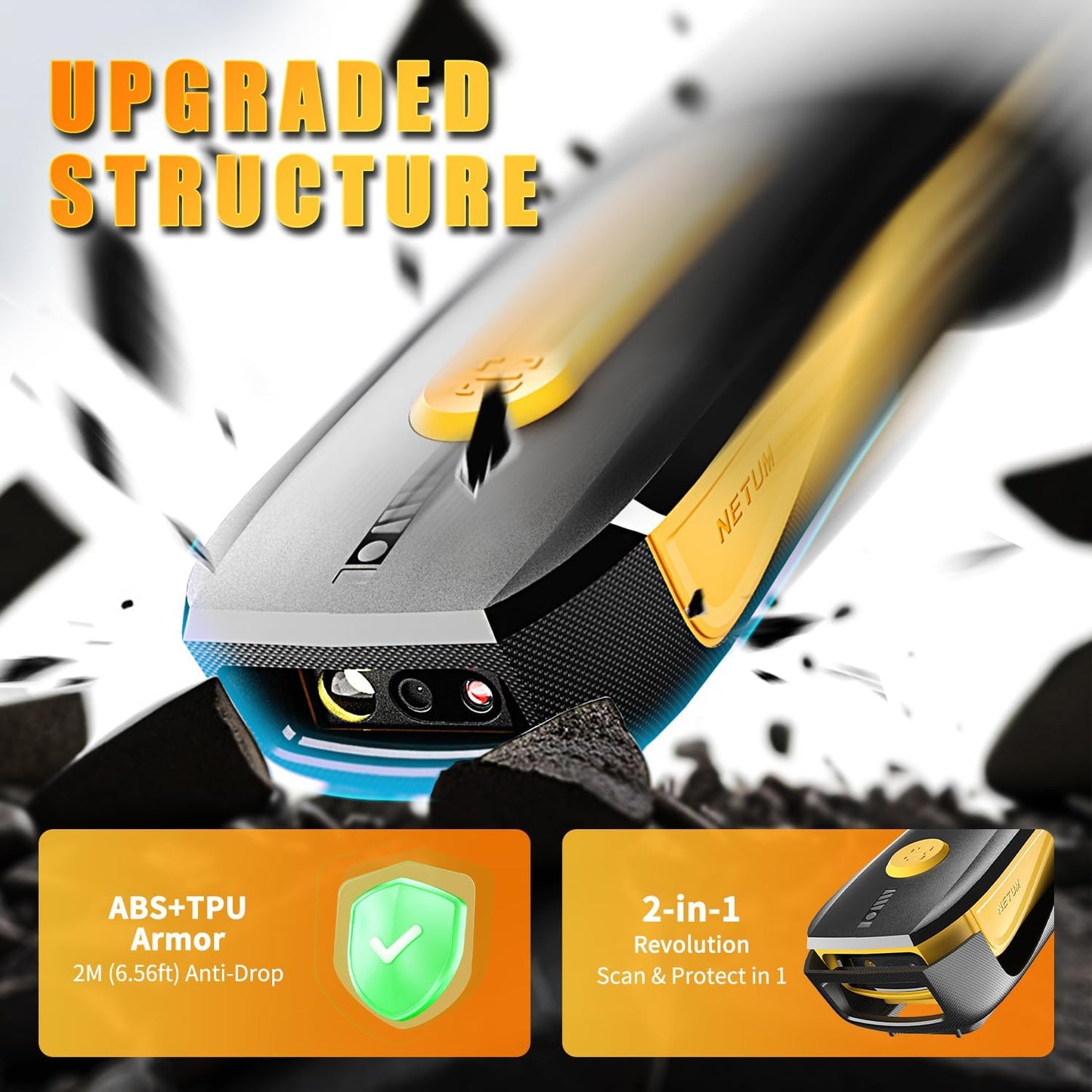 NETUM CS7501 QR Code Scanner – Upgraded Bluetooth Barcode Scanner, Mini Portable 1D & 2D Barcode Reader for Inventory Management, Cordless Image Scanner for Tablets, Android, iOS, PC, and POS Systems