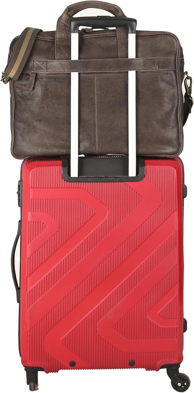 Leather briefcase 18 Inch Laptop Messenger Bags for Men and Women Best Office briefcase Satchel Bag (Grey)