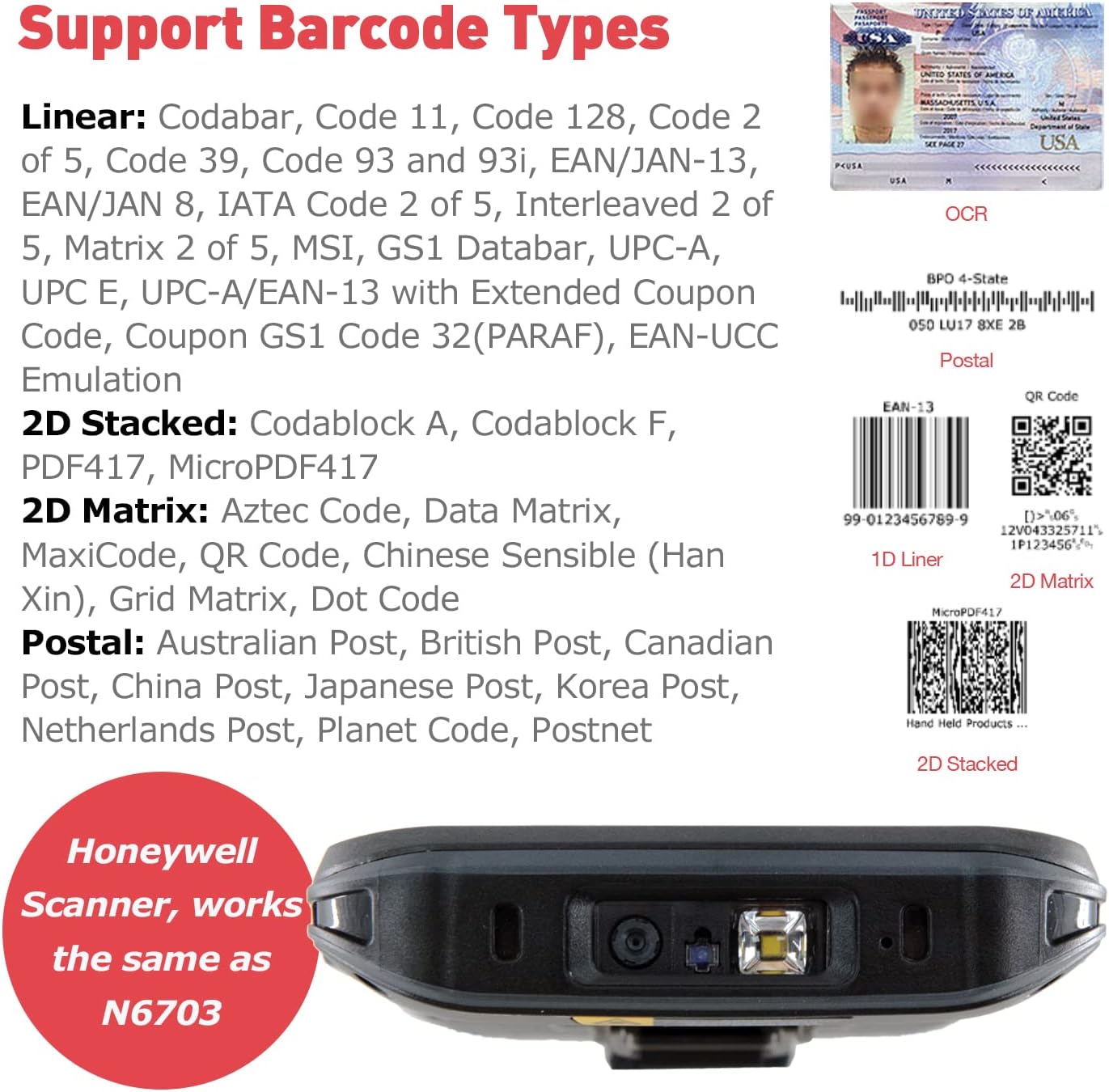 Android 11 with 5.5 inch Screen Barcode Scanner Handheld Mobile Terminal with Honeywell Scanner 1D 2D Barcode Data Capture, for Delivery Shipping Warehouse Retails Inventories System