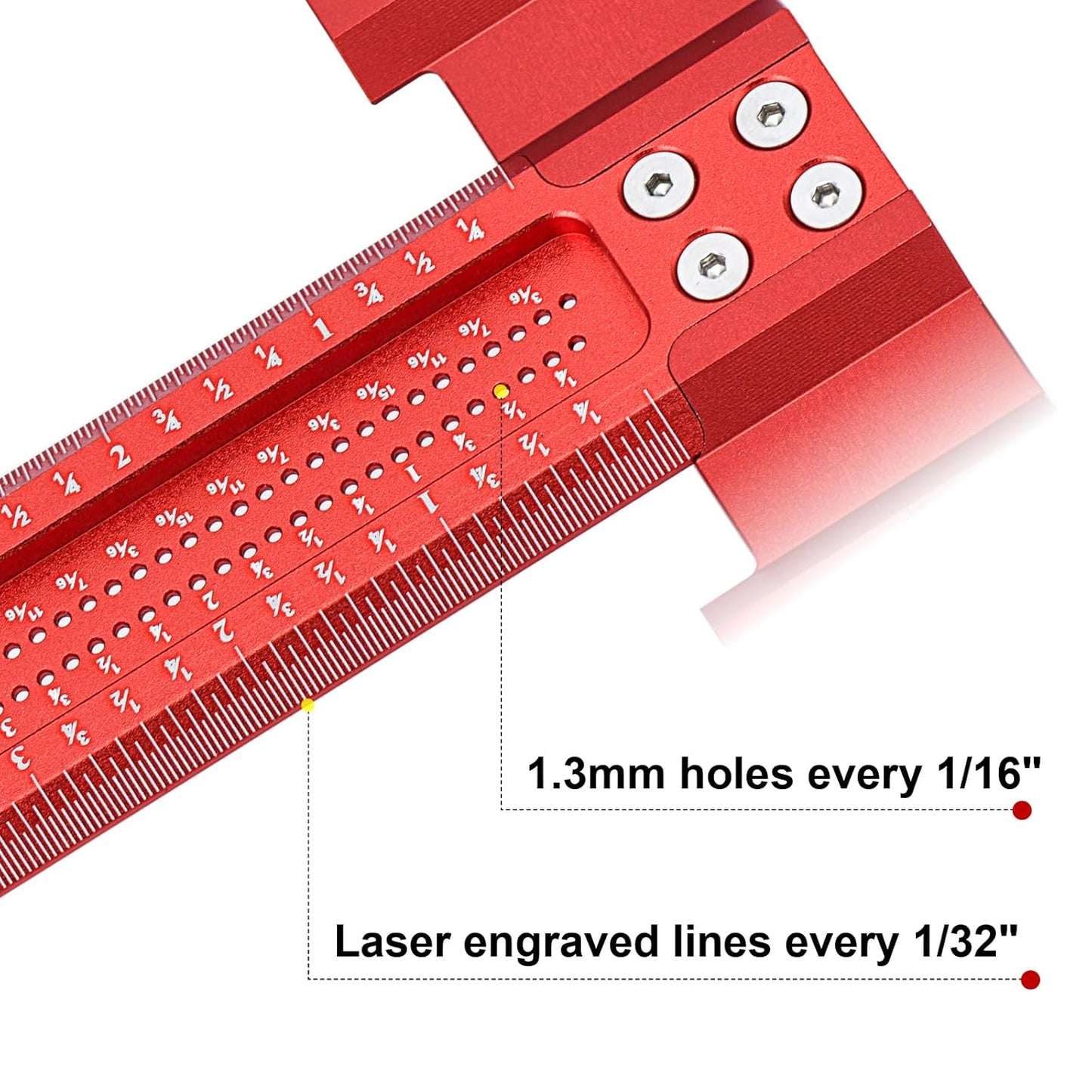 Woodworking Scriber t Square Ruler 36inch with Thoughtful Support Lips, t Square Woodworking Scriber, Aluminum Alloy Architect Ruler for Carpenter Work, Layout and Measuring Tools-Red…