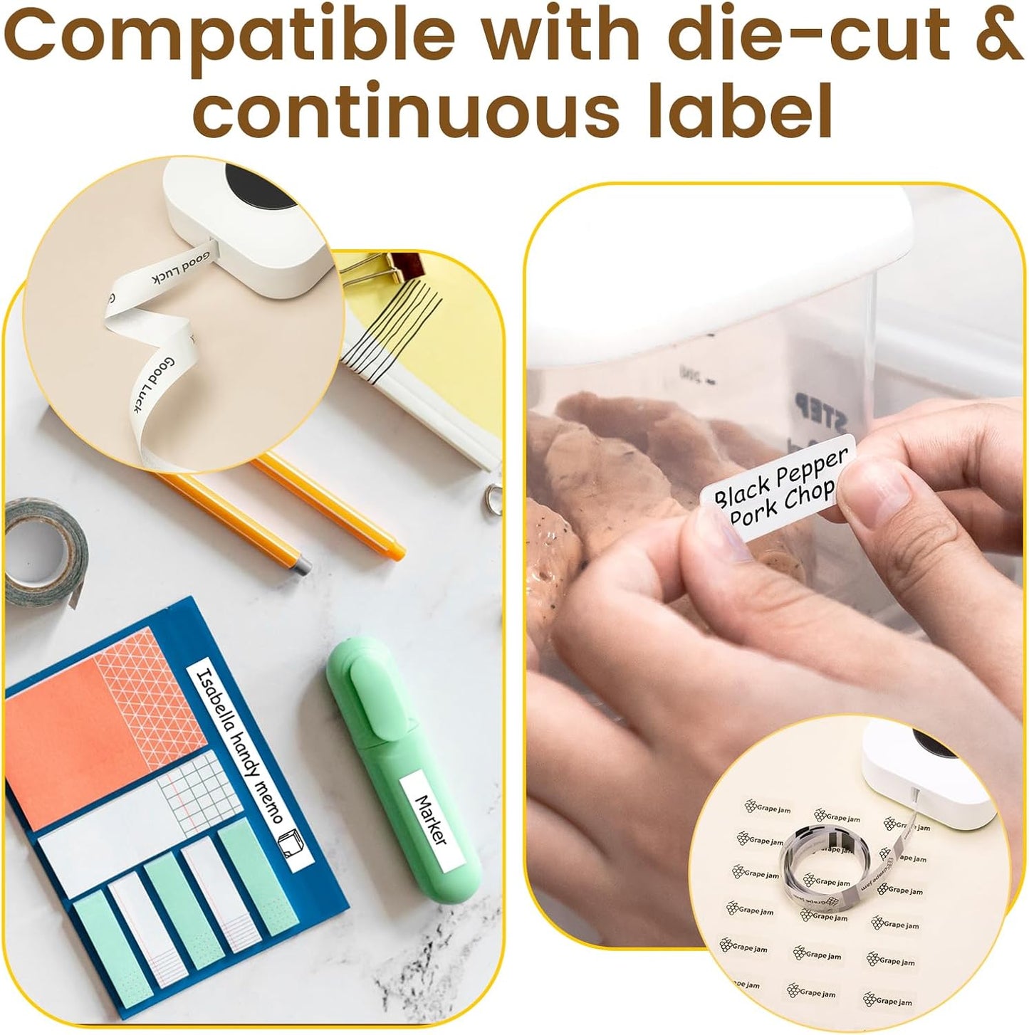 Phomemo D30 Label Maker with 3 Tapes, Bluetooth Wireless Mini Pocket Smartphone Label Maker Machine, Small Thermal Printer Rechargeable Labeler for Home Office Labeler, Works with Tablet, Phones