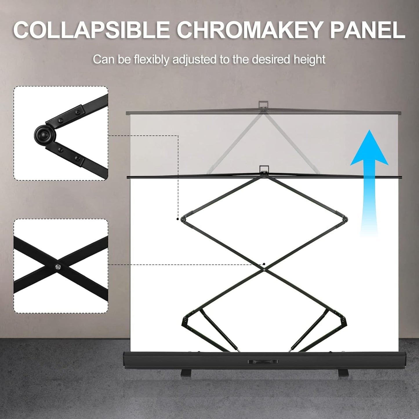 EMART 77x92in Collapsible Chromakey Panel White Screen for Photo Backdrop Video Studio,Portable Pull Up,Solid Aluminium Base Wrinkle-Resistant Fabric,Auto-Locking Air Cushion Frame