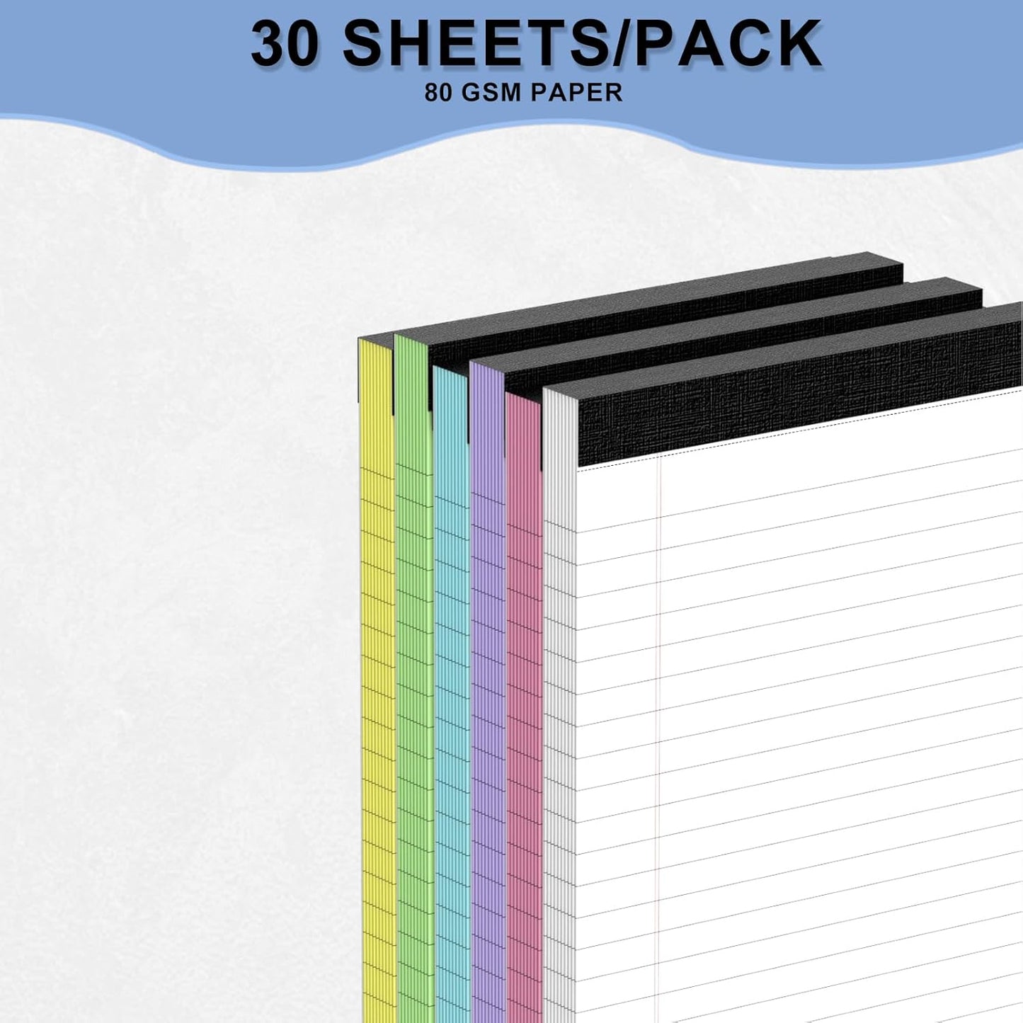 6pcs Small Note Pads, Color Notepads 5x8 College Ruled Notebook, Writing Pads 5 x 8, Legal Pads, Memo Pad Paper Perforate Narrow Ruled Notebooks for Work, School, Office Supplies,30 Sheets/Pack