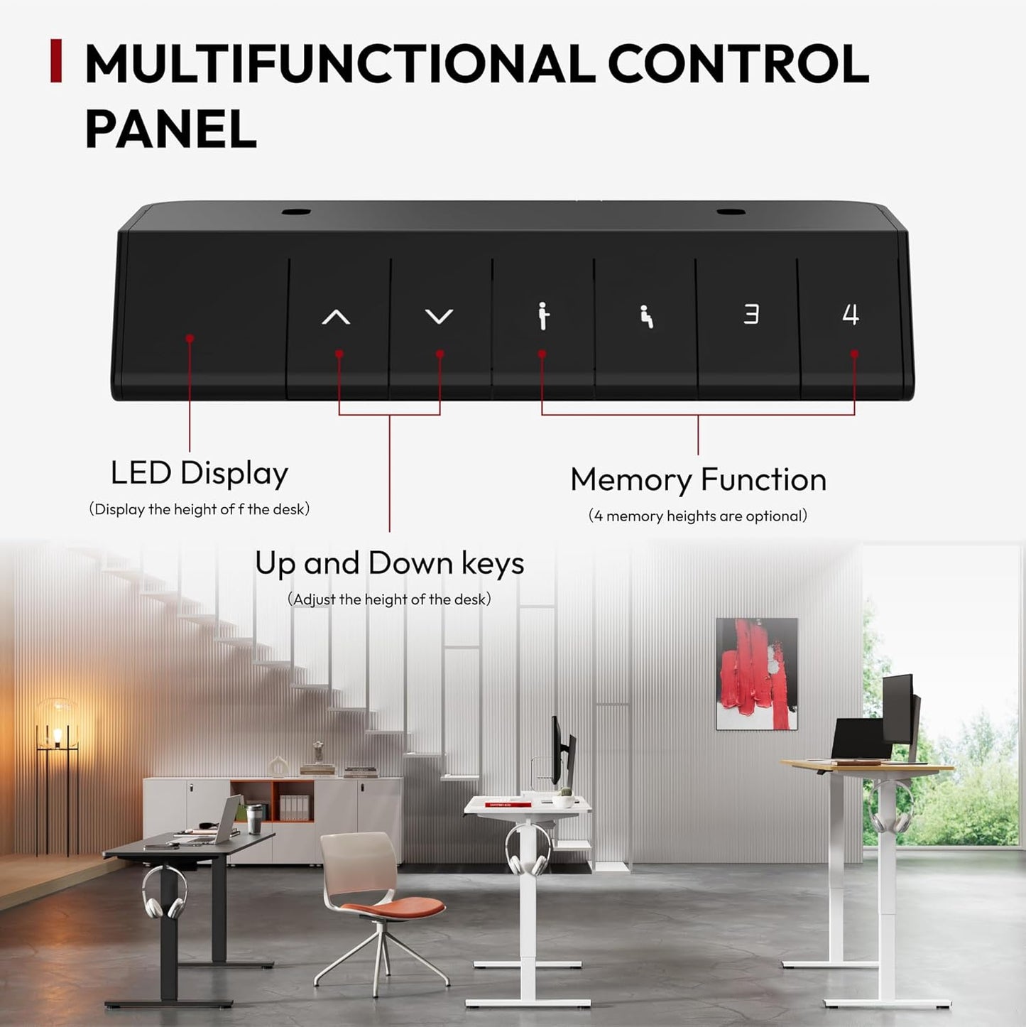 SANODESK Electric Standing Desk 48x24 Inch Height Adjustable Stand Up Desk Home Office Computer Workstation Sit Stand Home Office Desk with Splice Board (White Frame + Maple Top)