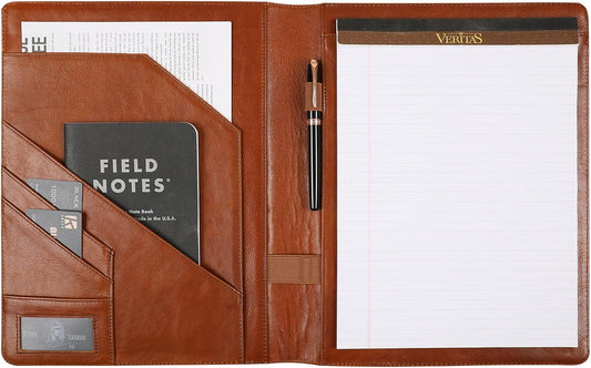 Genuine Leather Padfolio,Free Engraved Name, Personalized Leather Portfolio, A4 Document Folder Legal Pad Padfolio, Resume Folio for Men & Women