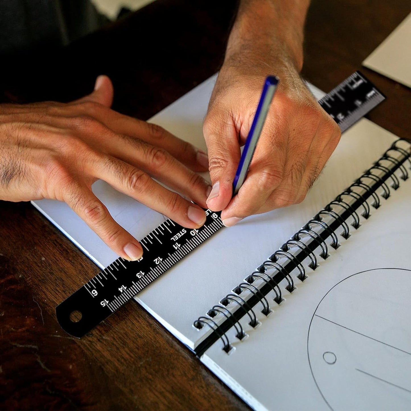 Metal Ruler, 6 Inch Stainless Steel Straight Edge with Metric Measurement, 2 Pack, 15 Centimeters Straight Edge Ruler with Inch to MM Conversion Table for Students, Machinist and Drafting