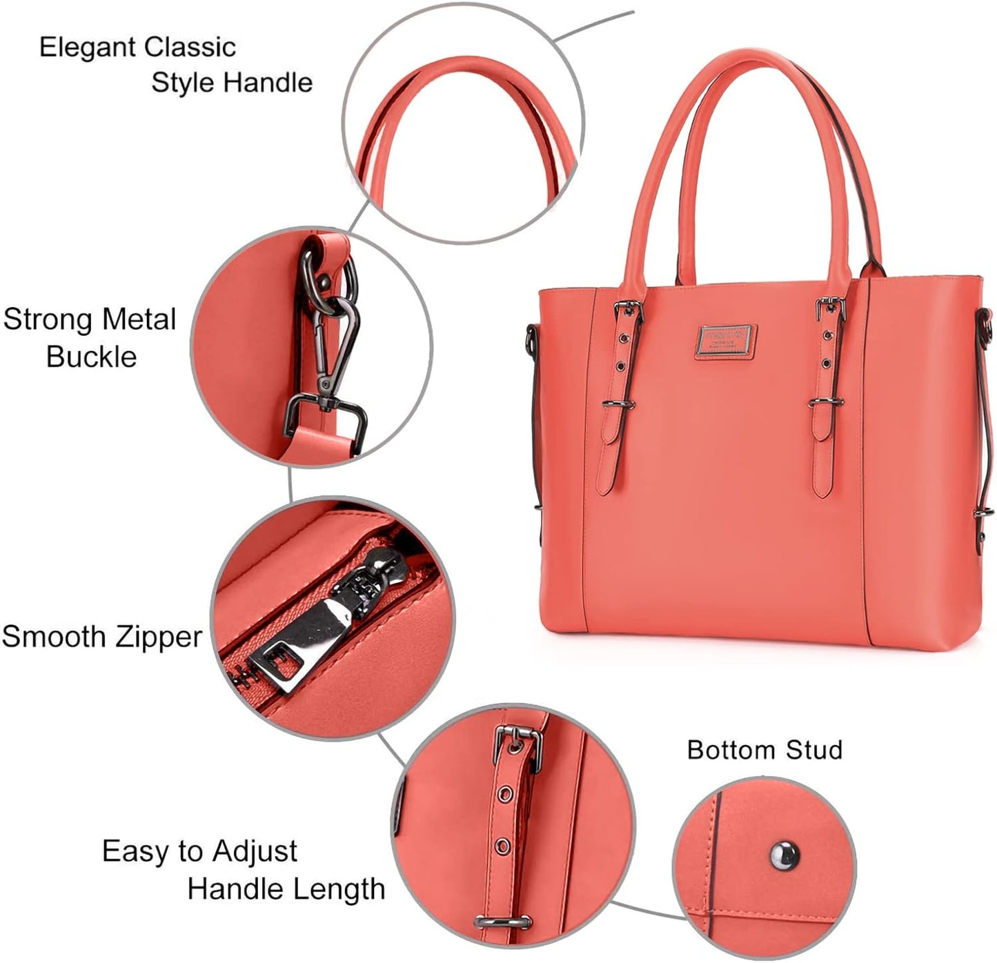 MOSISO PU Leather Laptop Tote Bag for Women, Waterproof Large Capacity Business Work Briefcase Shoulder Laptop Bag