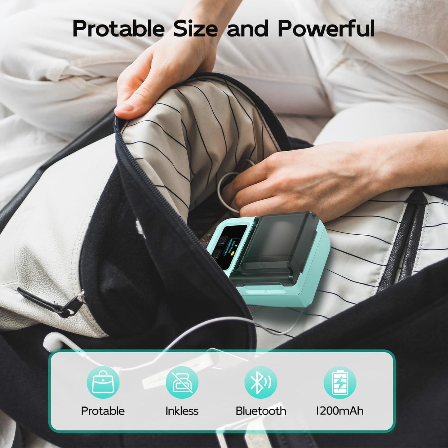 Phomemo M120 Label Maker Machine with Tape, 2 Inch Bluetooth Label Printer for Small Bussiness, Office, Home, School, Barcode Label Maker with Versatile App with 1000+Icons and 100 Fonts, Green