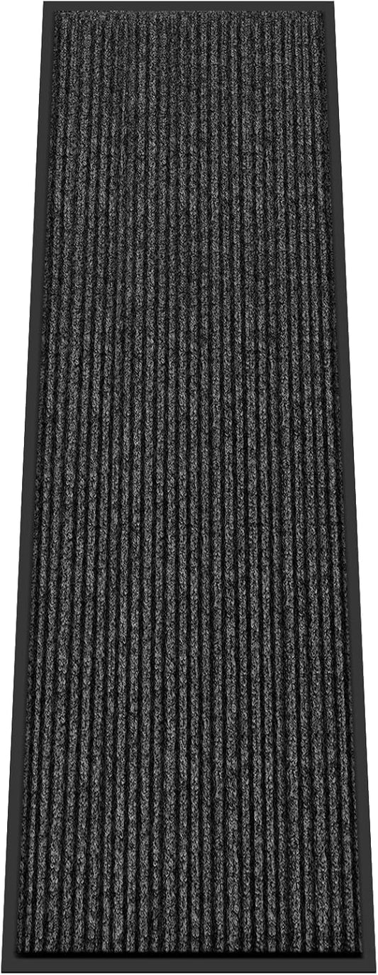Kuyal Front Door Mat, 3'x10' Indoor Outdoor Entrance Mat, Commercial Floor Mats Inside Outside Entrance, Heavy Duty Durable Welcome, Rubber Backing Non Slip Outdoor Mats for Entryway,Black