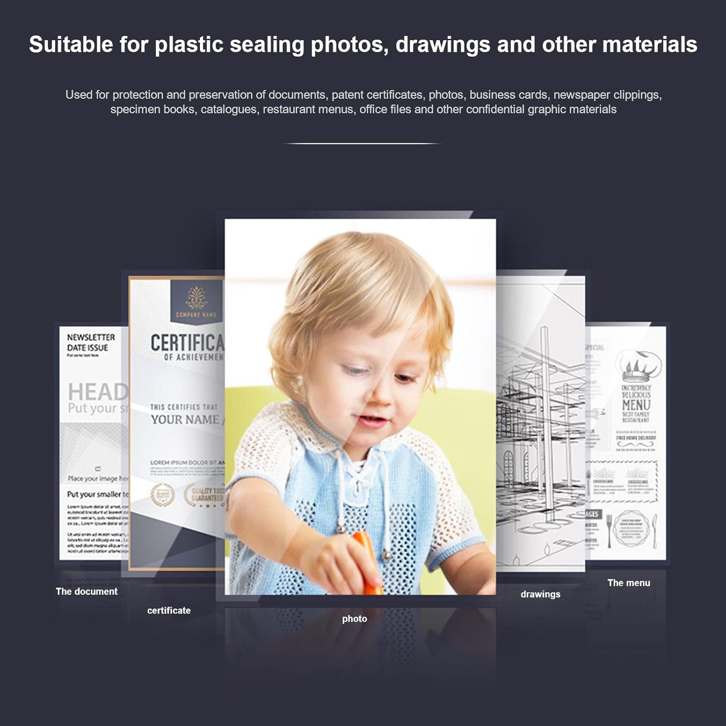 300 Pack 3 Mil Thermal Laminating Pouches, Plastic Laminating Sheets, 9 x 11.5 Inch, 5 x 7 Inch, 4 x 6 Inch, 3.7 x 5.3 Inch, 2.2 x 3.7 Inch for Letter, Photo, Note, ID Badge and Business Card Sizes