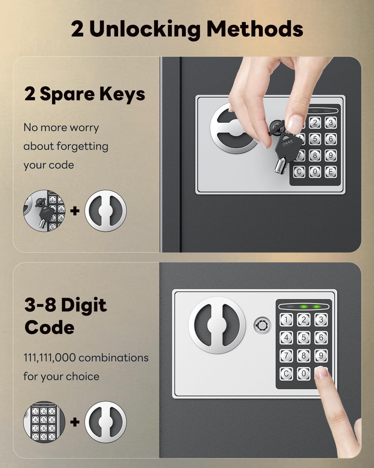 Uniclife 70 Position Key Cabinet with Combination & Key Lock Wall Mounted Security Keys Safe Key Organizer Resettable Black Digital with Keypad Lock Adjustable Racks Colorful Key Tags & Permanent Pen