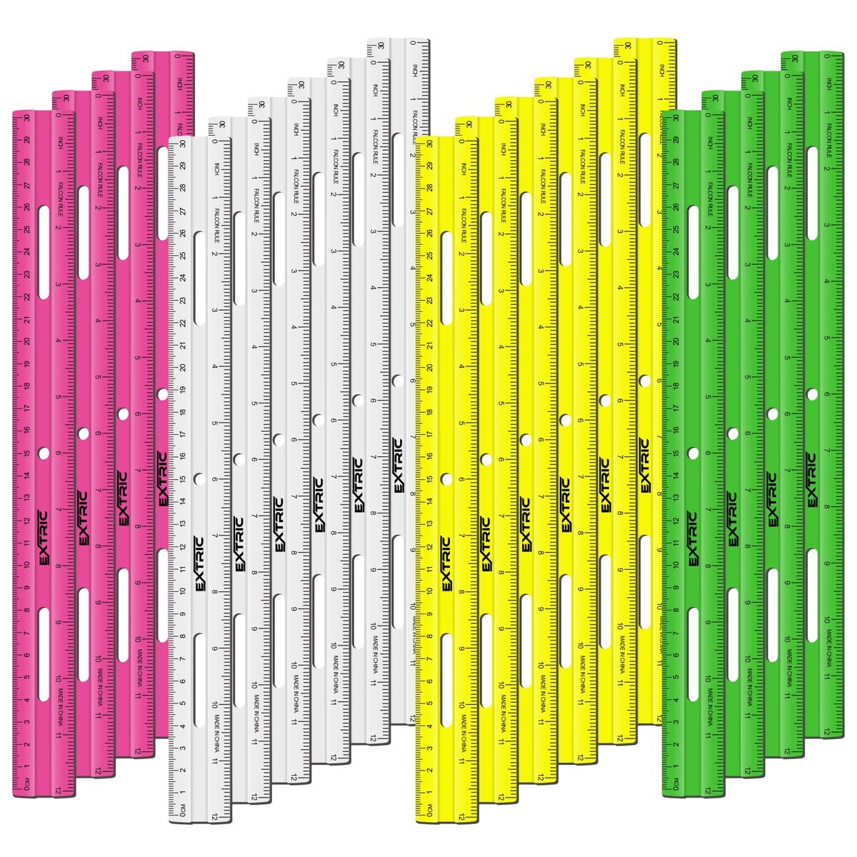 Clear Plastic Rulers 12 Inch, Rulers Bulk for Classroom Assorted Colors 20 Count Metric and Inches Ruler, Shatterproof Ruler 12 Inch