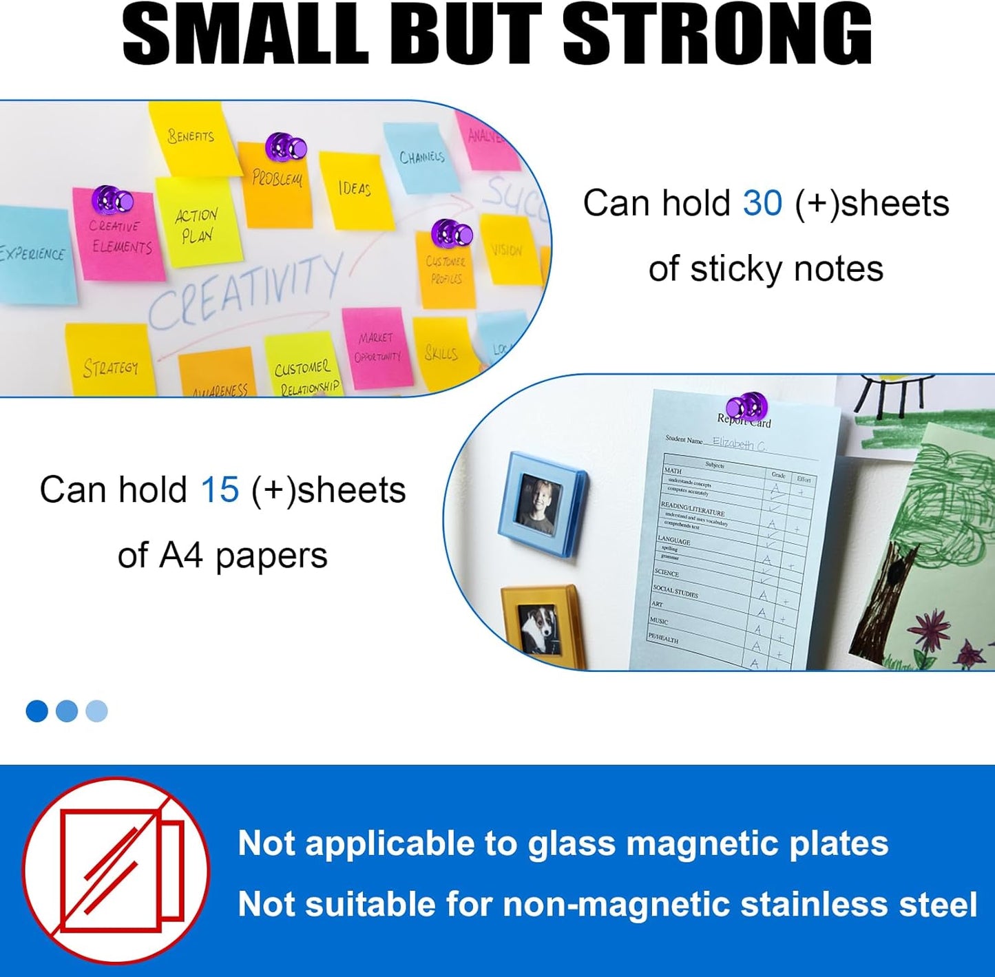 LOVIMAG 20 PCS Refrigerator Magnets, Purple Fridge Magnet Strong Magnet for Whiteboard, Small Neodymium Magnets Ideal for Push Pin Magnets, Office, Classroom, Map