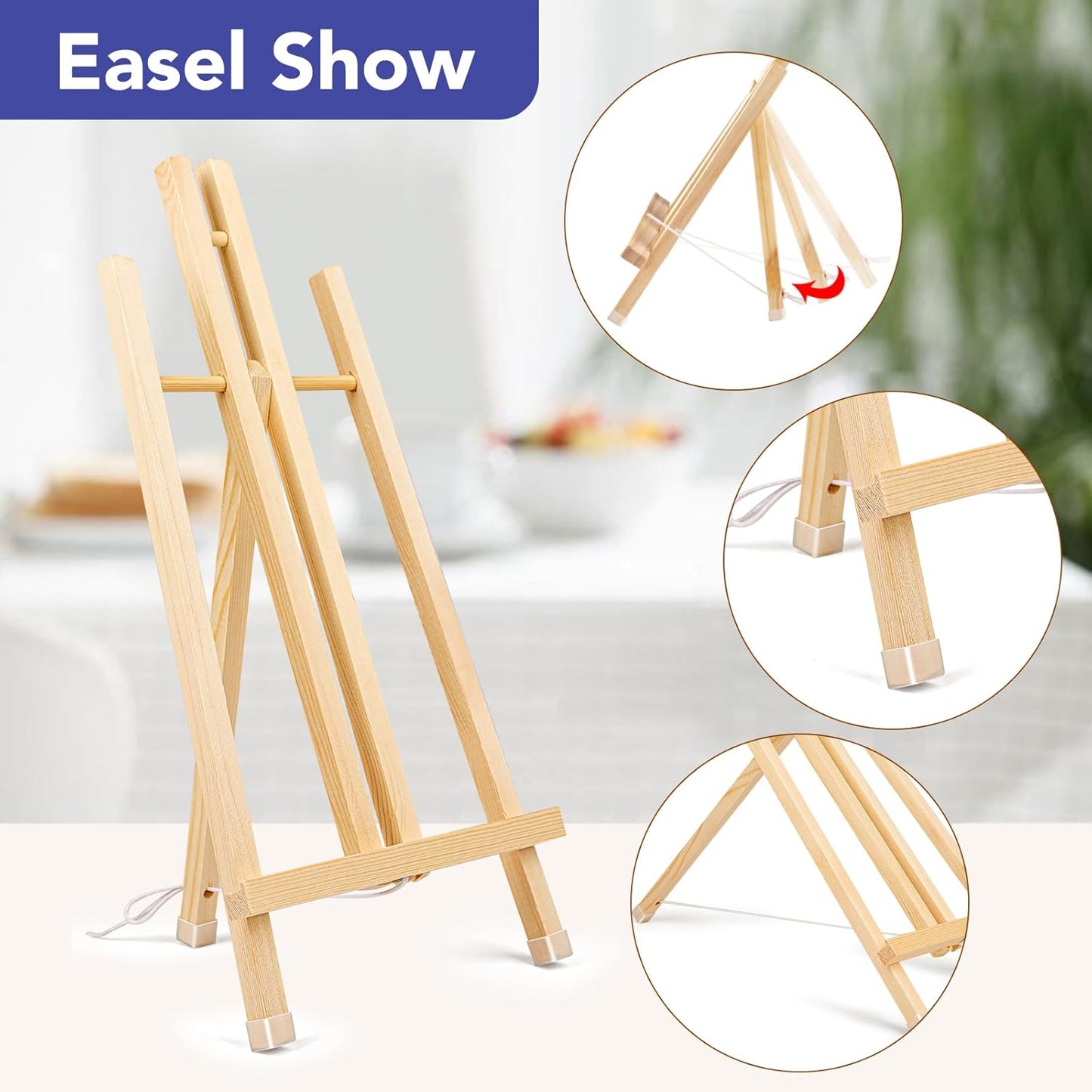 AROIC 15In Wood Easels, Easel Stand for Painting Canvases, Tripod Art Easel, Painting Party Easel, Kids Student Tabletop Easels for Painting, Portable Canvas Photo Picture Sign Holder （16PCS）