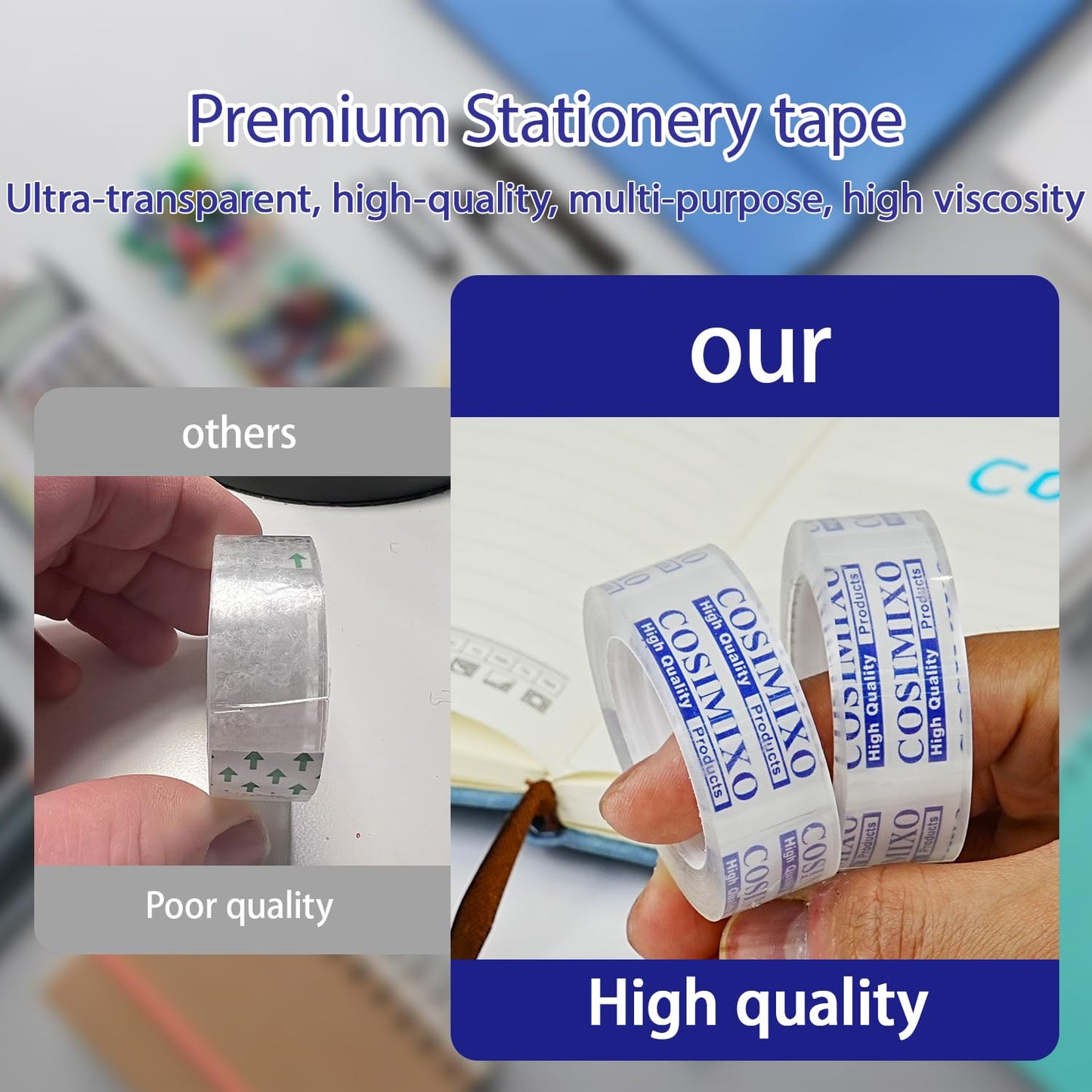 COSIMIXO 24Rolls Crystal Clear Tape Refills for Dispenser, 3/4Inch x 1000 inch,Bulk Transparent Tape,Office Stationery Tape for Home and School