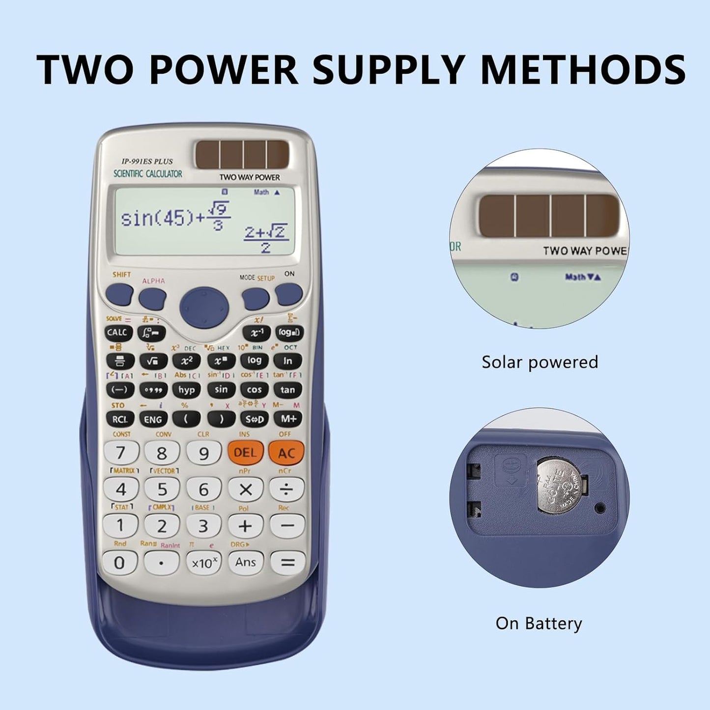 Scientific Calculators, Solar Scientific Calculator Large Screen 417 Function, Calculators Very Suitable for High School and College Students Calculus Algebra and Other Math Textbooks (Solar)