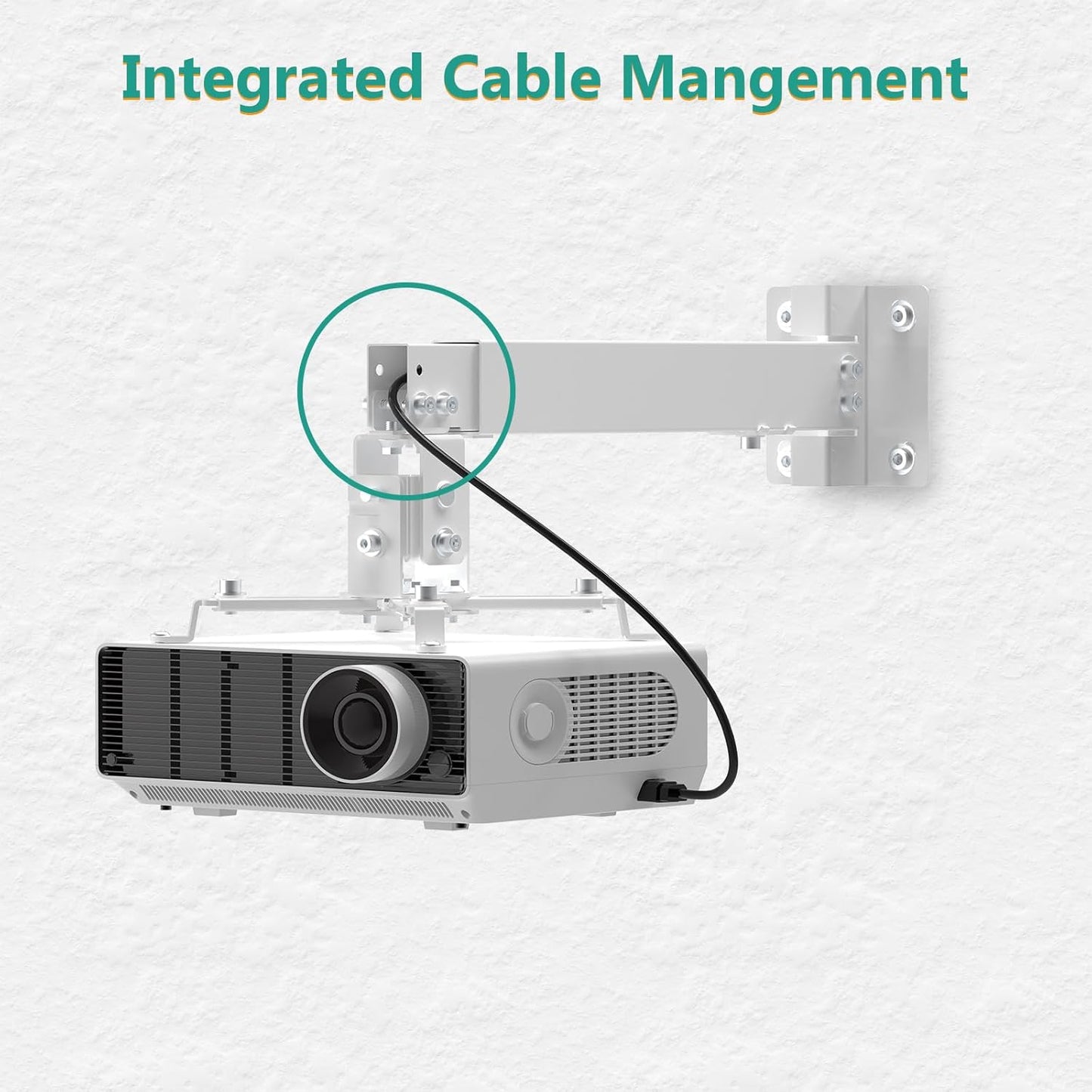 WALI Projector Mount Ceiling/Wall - Universal 3-in-1 Bracket with Extension Pole, Height Adjustable Holder for LCD/DLP Projectors, Supports up to 44lbs, White (PM-003-W)