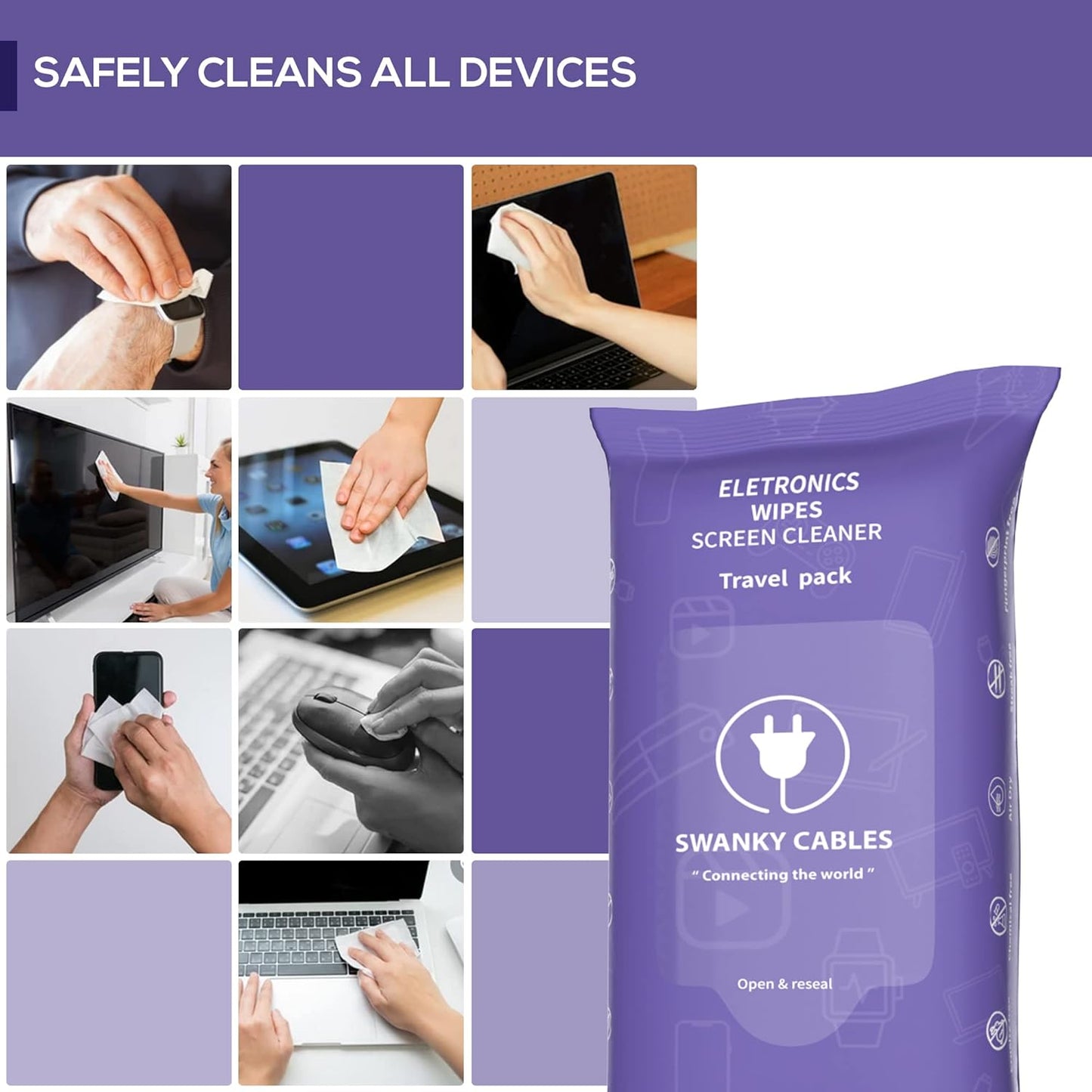 Screen Cleaner Wipes: Electronic Wipes for Screens - Computer Screen Wipes for Lens, Phone, Tv Screen and Monitor Cleaning - Tech Wipes & Microfiber Cloth (Soft Wipes, 210 Count)