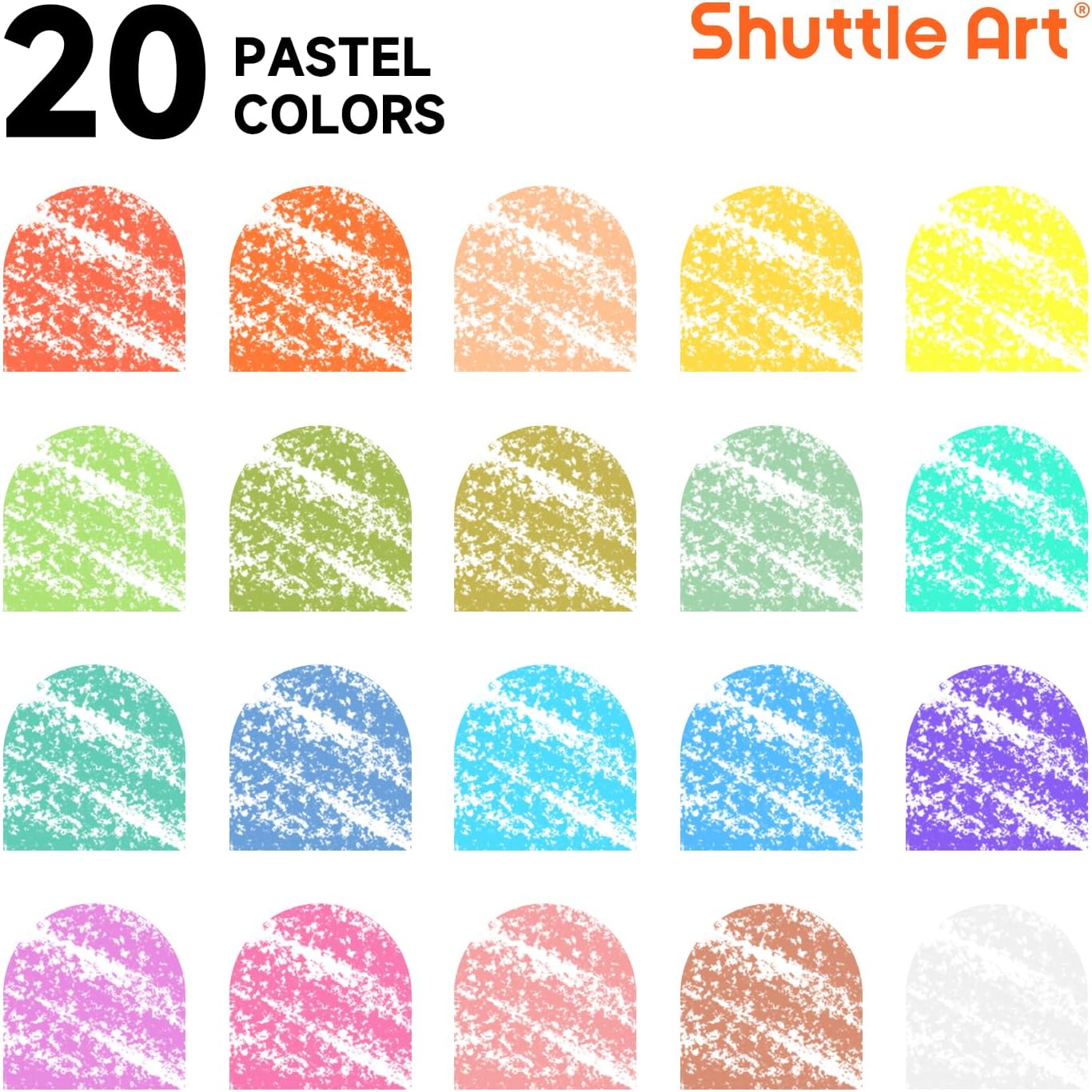 Shuttle Art Tempera Paint Sticks, 20 Pastel Colors, Solid Tempera Paint for Kids, Super Quick Drying, Works Great on Paper Wood Glass Ceramic Canvas