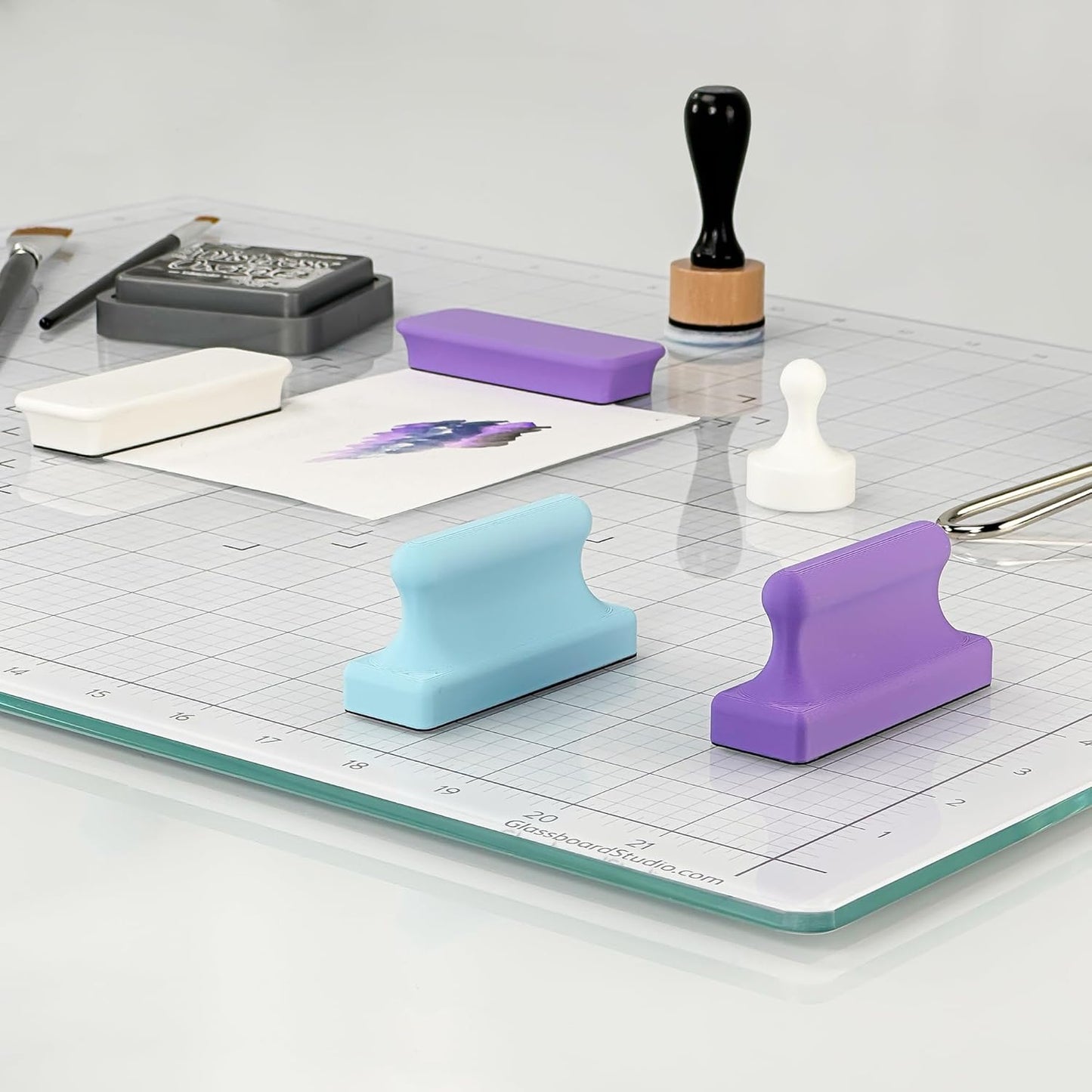 Glassboard Studio Mega Magnets - Neodymium - Heavy Duty, Colorful, Ergonomic, Ideal for Crafting, Quilting, and as Magnetic Knife Holders (4, Tangerine Orange Bar)