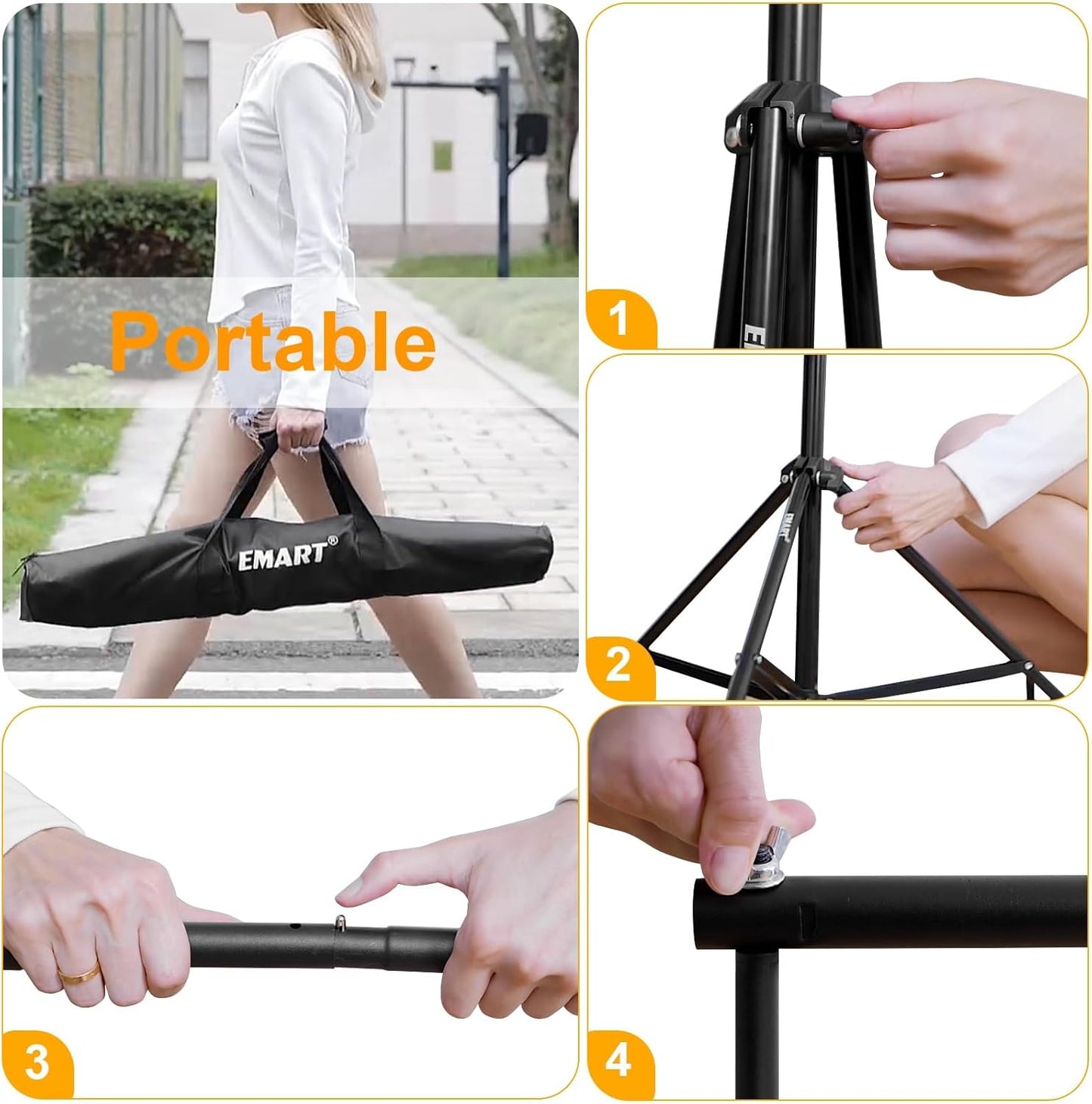 EMART Photo Backdrop Stand kit, 8.5 x 10 ft Back Drop Adjustable Frame for Photography, Photoshoot Banner Background Support Holder for Parties Dectoration