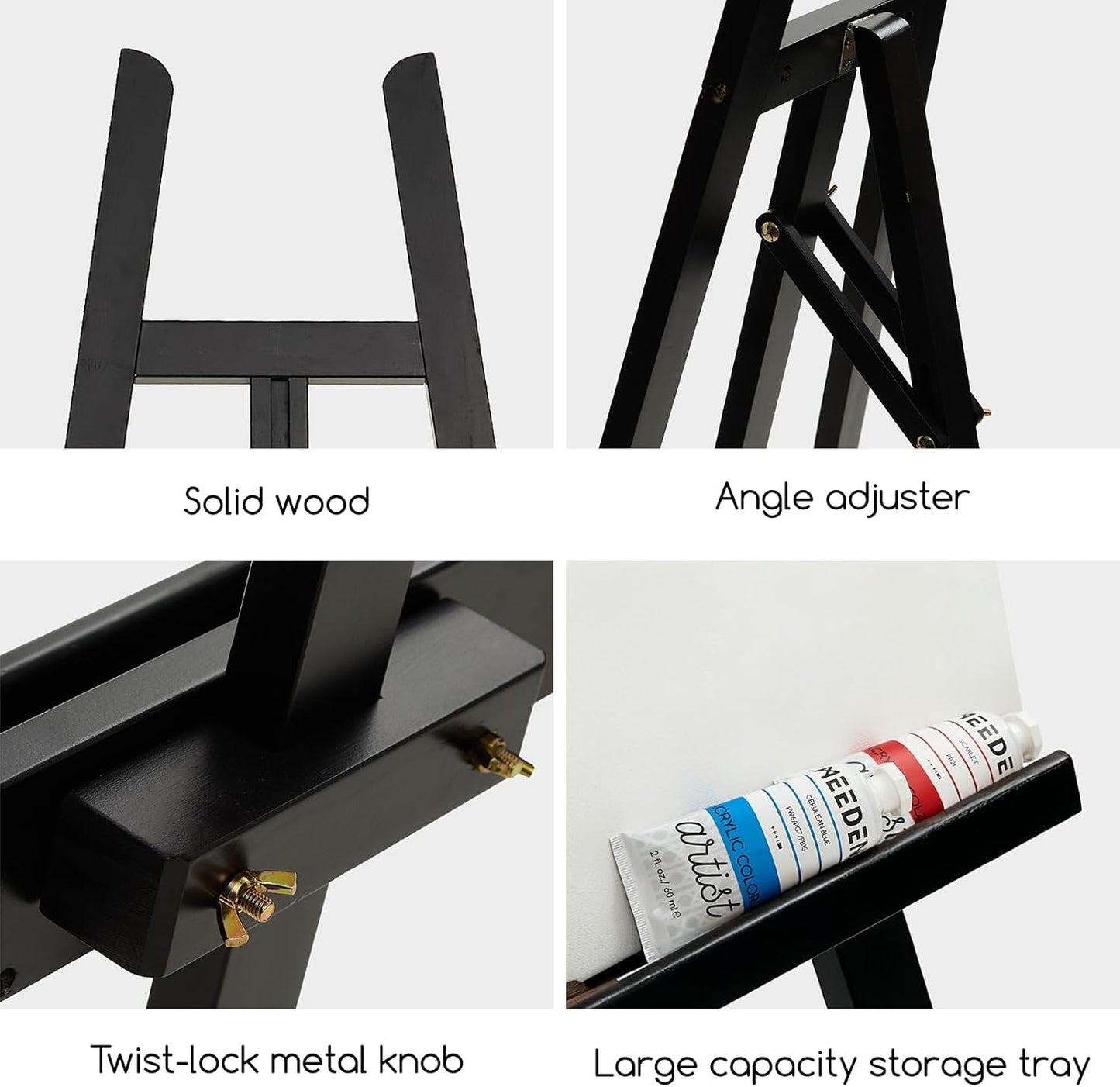 MEEDEN Display Easel Stand for Sign: Adjustable Wooden Stands for Painting - A Frame Art Easel for Canvas up to 60" for Artist Adults Drawing Picture Poster - Black