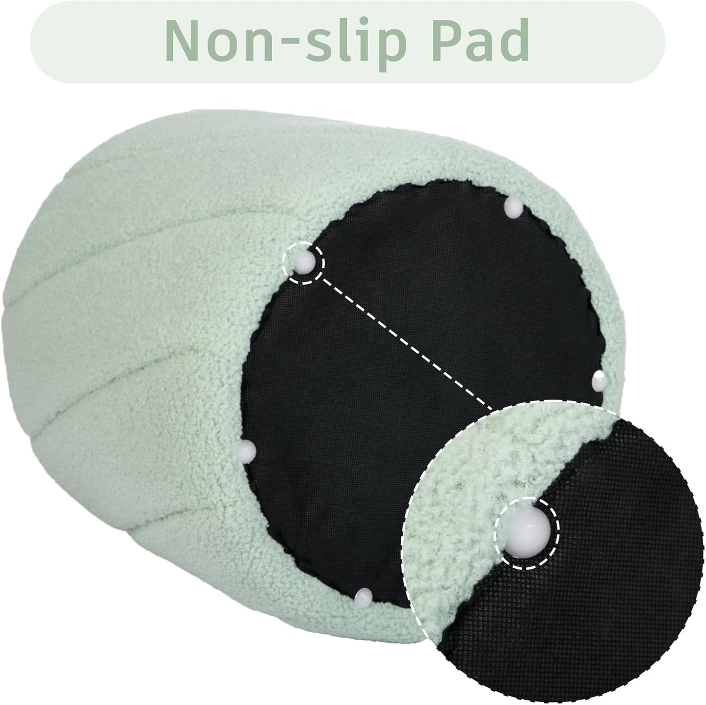 Modern Round Ottoman 2Pcs, Spiral-Tufted Foot Stool Ottoman, Teddy Fleece Upholstered Vanity Stool for Makeup, Bedroom, Living Room, Light Green