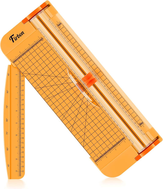 Firbon Yellow A4 Paper Cutter, 12 Inch Titanium Straight Paper Trimmer with Side Ruler for Scrapbooking Craft, Paper, Coupon, Label, Cardstock