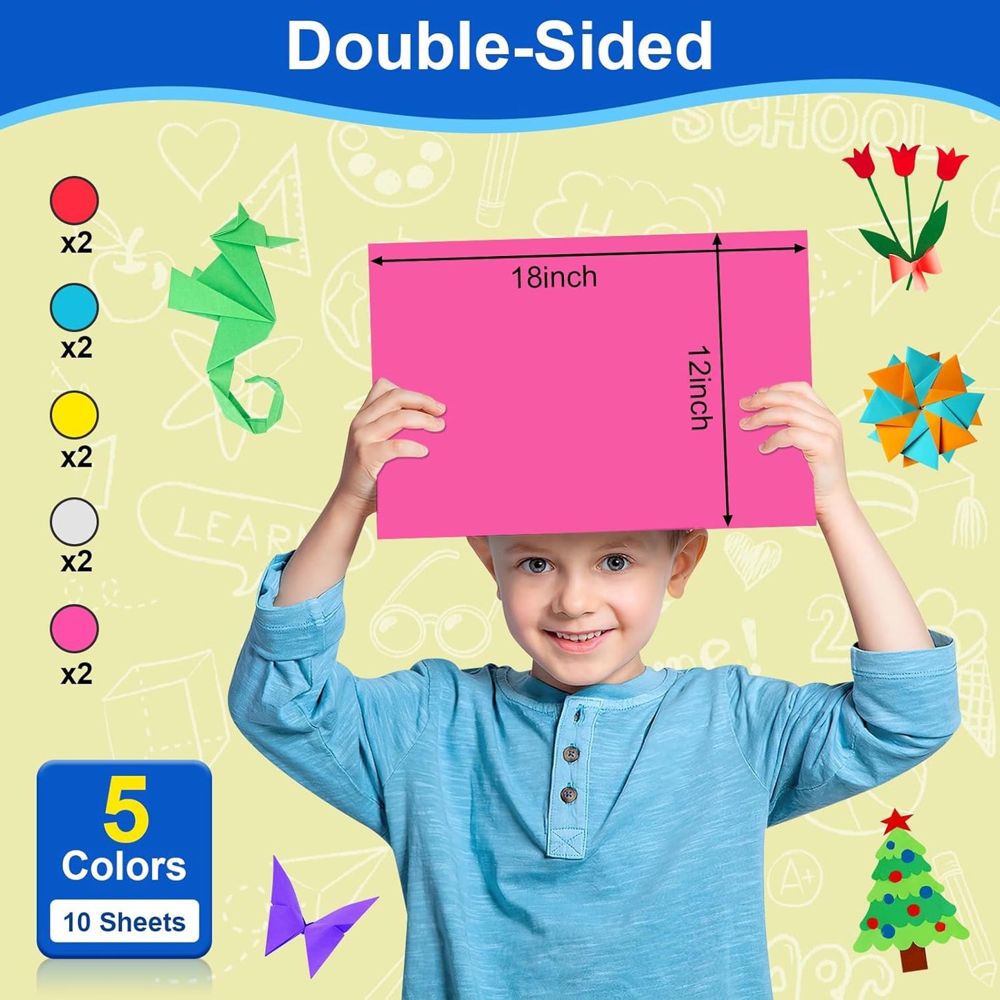 10 Pcs Poster Board Colorful Paper 12x18, ROOKEA Vision Boards Bulk Blank Graphic Display Posterboard Card Paper for Kids School Classroom Arts Craft Projects Drawing Scrapbooking