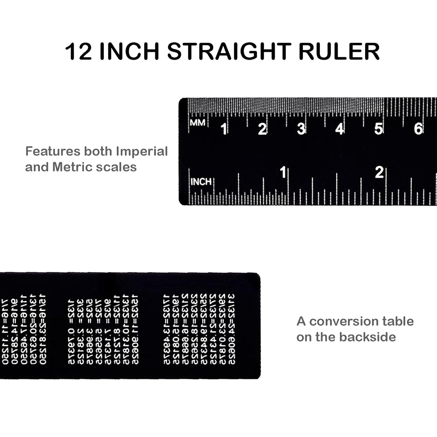 Set of 3 Aluminum Engineering Scale Metal Ruler Set, Architectural Scale Rulers 12 Inch and 6 Inch Triangle Ruler and 12 Inch Straight Edge Ruler Drafting Tools for Architects, Draftsman