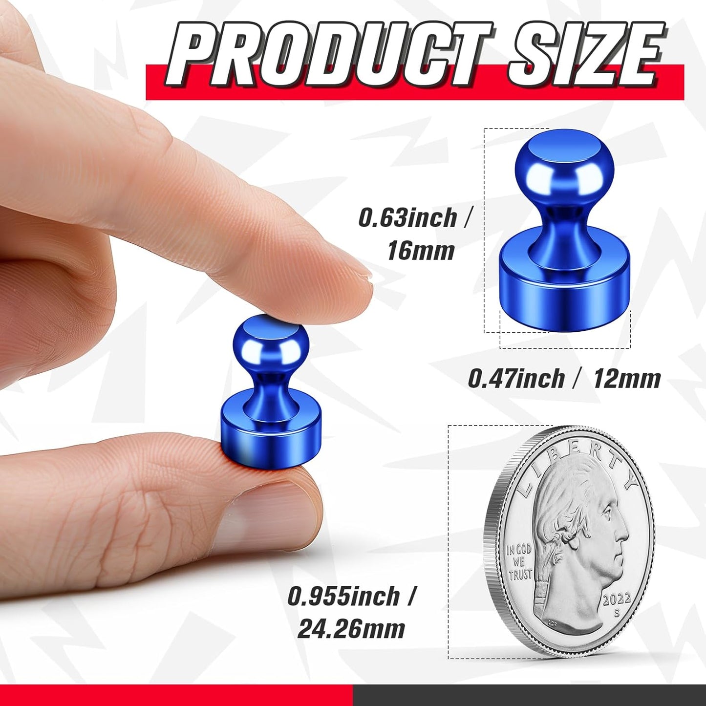 FINDMAG 100Pcs Fridge Magnets, Strong Magnets for Whiteboard, Magnetic Push Pins, Small and Strong Tacks for Home, Office, School, Map, Kitchen Accessories(Colorful)