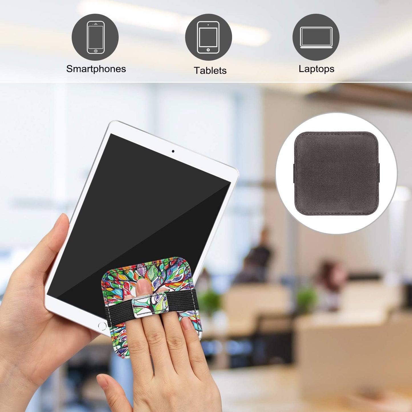 Fintie Screen Cleaning Pad, [4 Pack] Soft Cloth Wipes Screen Cleaner with Elastic Strap for iPad, iPhone, MacBook, Tablets, Laptop (Cool Jade)