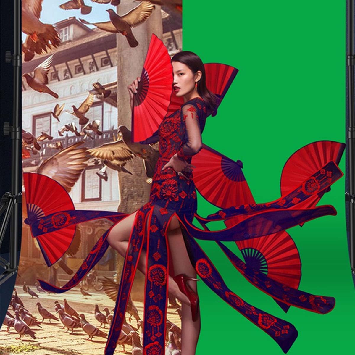 Green Backdrop Background Fabric Backdrop for Shoot Portraits Party Video Studio 5X7ft