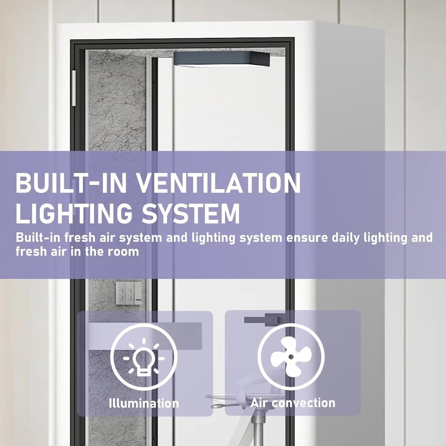 Office Sound Booth with Audio Privacy - Portable Soundproof Booth with White Modern Style,Movable Room with Light,Ventilation,Socket for Study,Singing Room,Telephone Booth(39.37IN)