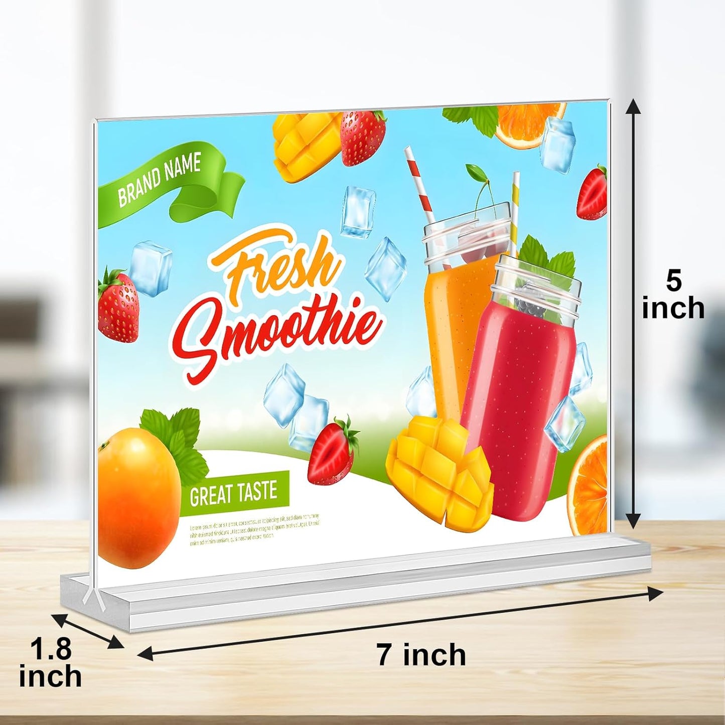 Acrylic Sign Holder 7x5, 6 Pack Clear Double Sided Table Menu Display Stand Suitable for Restaurants, Office, Store, Hotels
