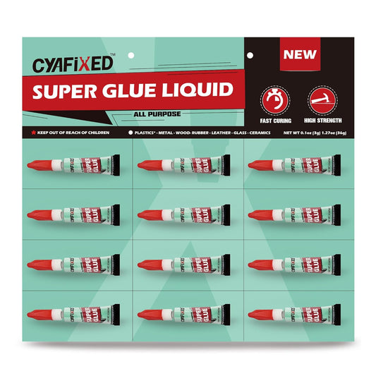 Super Glue Liquid, Instant Adhesive, Multipack Cyanoacrylate Strong Clear Glue for Shoe Sole Repair Ceramic Plastic Metal Wood Pottery Leather Aquarium Glass Rubber, Strong Bonding