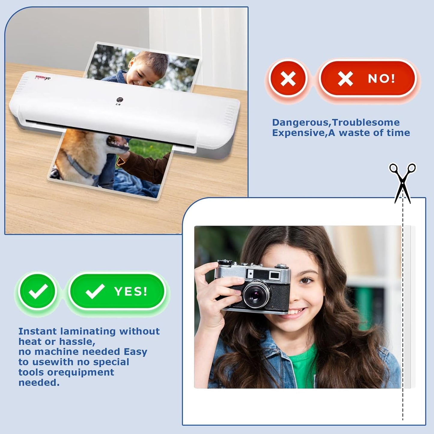 DLUGOPIS 50 Sheets Self Seal Laminating Pouches 5x7 Self Adhesive Laminating Sheet No Heat No Laminating Machine Needed for Photos Index Cards