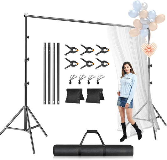 EMART Photo Backdrop Stand kit, 7.8 x 10 ft Back Drop Adjustable Frame for Photography, Photoshoot Banner Background Support Holder for Parties Dectoration