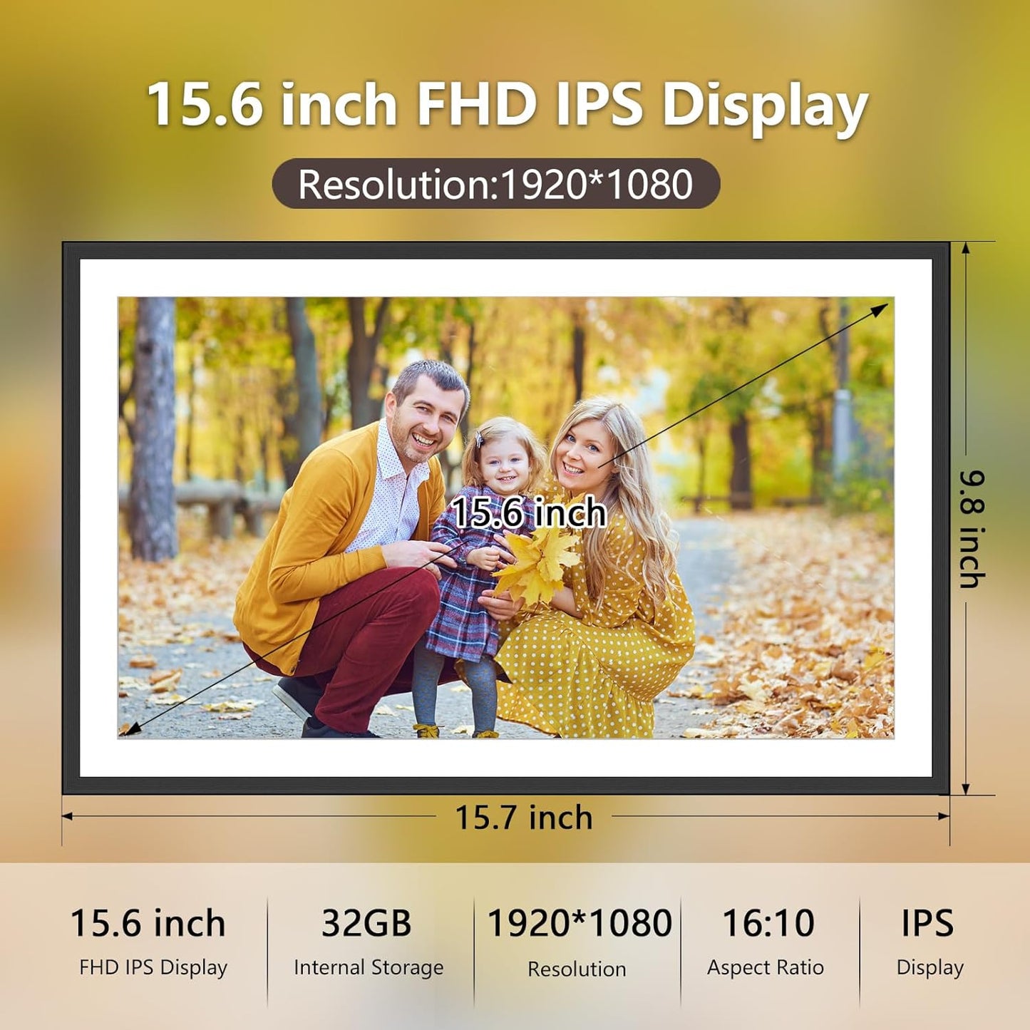 SSAWIFIFRAME Digital Picture Frame,32GB FHD IPS Touch Screen,Large 15.6 inch WiFi Smart Photo Frame,Share Photos/Videos Instantly via Free APP,Suitable for Birthdays and Christmas