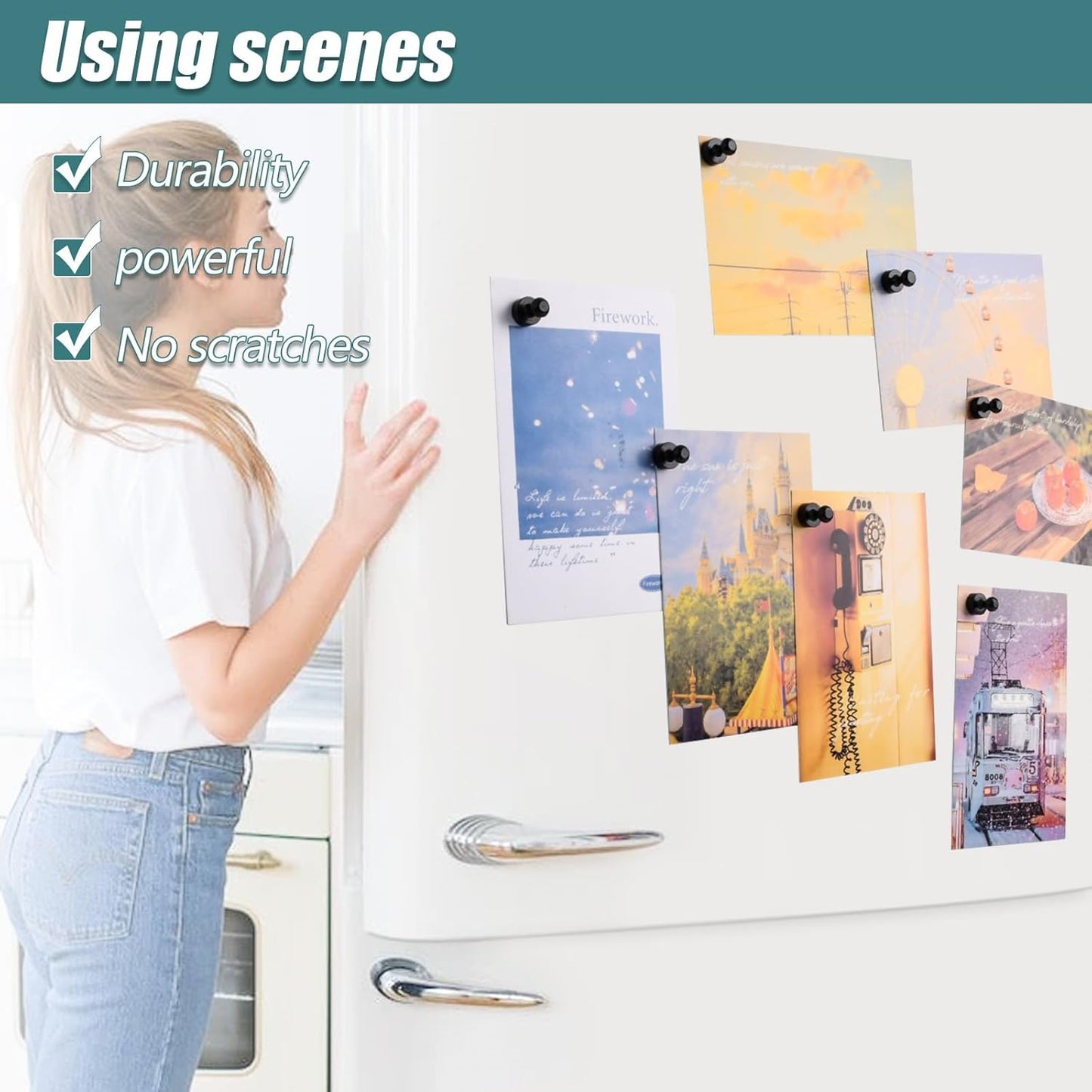 50 Pack Fridge Magnet, Black Strong Magnets for Whiteboard, Push Pin Magnets Refrigerator Magnets Small Strong Neodymium Magnet for Office, Classroom, Kitchen, Home