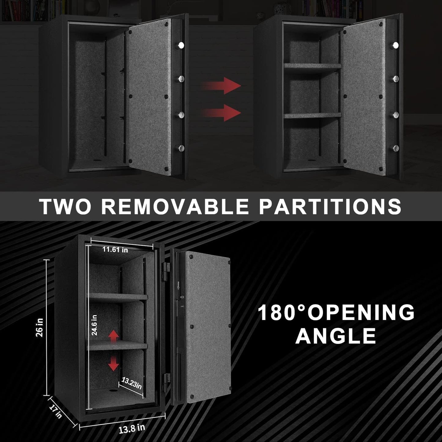 TIGERKING Fireproof Safe, 3.47 Cubic Feet Safe Box, Large Steel Money Safe Home Safes with Digital Lock for Home and Office