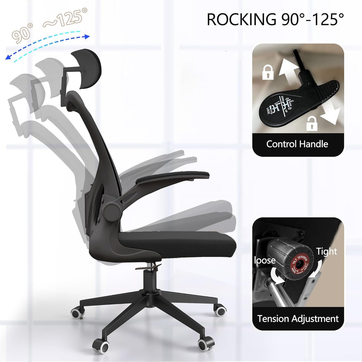 Desk Office Chairs Computer Mesh Chair Executive Chair with Lumbar for Home & Office (06Blcak)