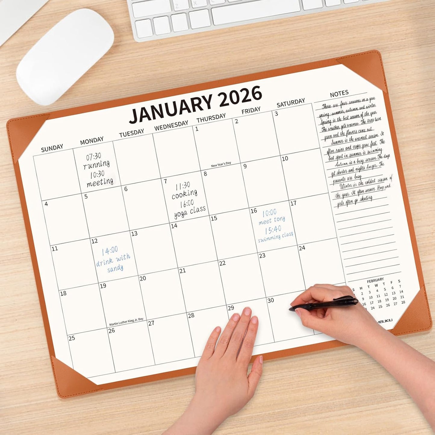 Desk Calendar 2025-2026 with Desktop Mat, 22x17 inch Large Desk Pad Calendar July 2025 to June 2026, Big Desk Planner for Home Office and School, Brown