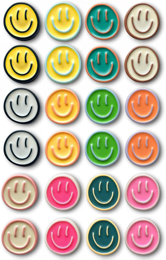 Qualsen 24 Pcs Cute Fridge Magnets, Fun Colorful Decorative Smiley Face Magnet for Lockers, Whiteboard, Offices, Schools and Homes, Locker Magnets for Girls