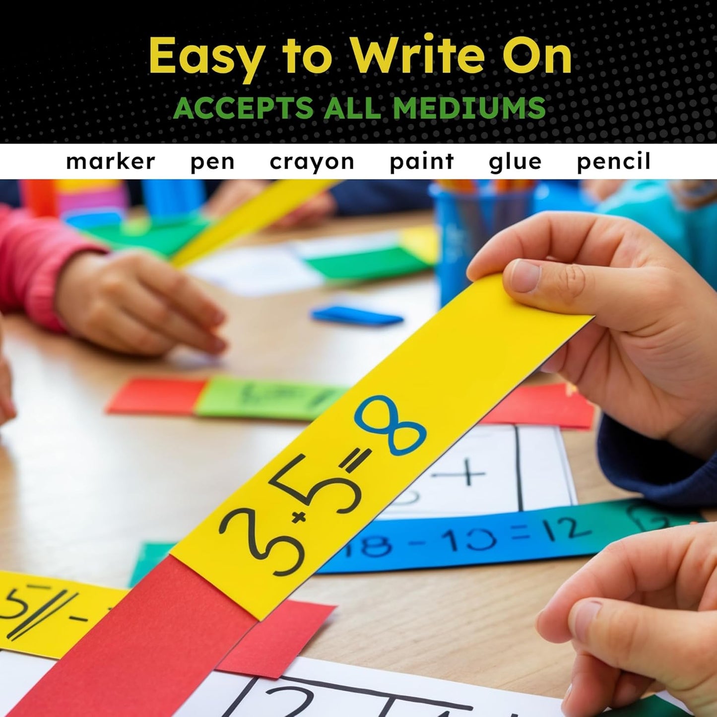 Hygloss Small Colored Poster Board 4x11 - 100 Assorted Standard Color Poster Boards Bulk Pack - Red, Yellow, Green, Blue, Black - 10 Pt. Thickness Poster Board Paper - Posterboard Multipack 4" x 11"