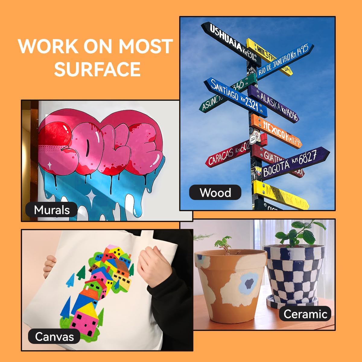 Arrtx 10-Piece Jumbo Acrylic Paint Markers, 15mm Felt Tip, Waterproof, Odorless, Non-Toxic, Multi-Surface Art Supplies for Rock Painting, DIY Crafts Making