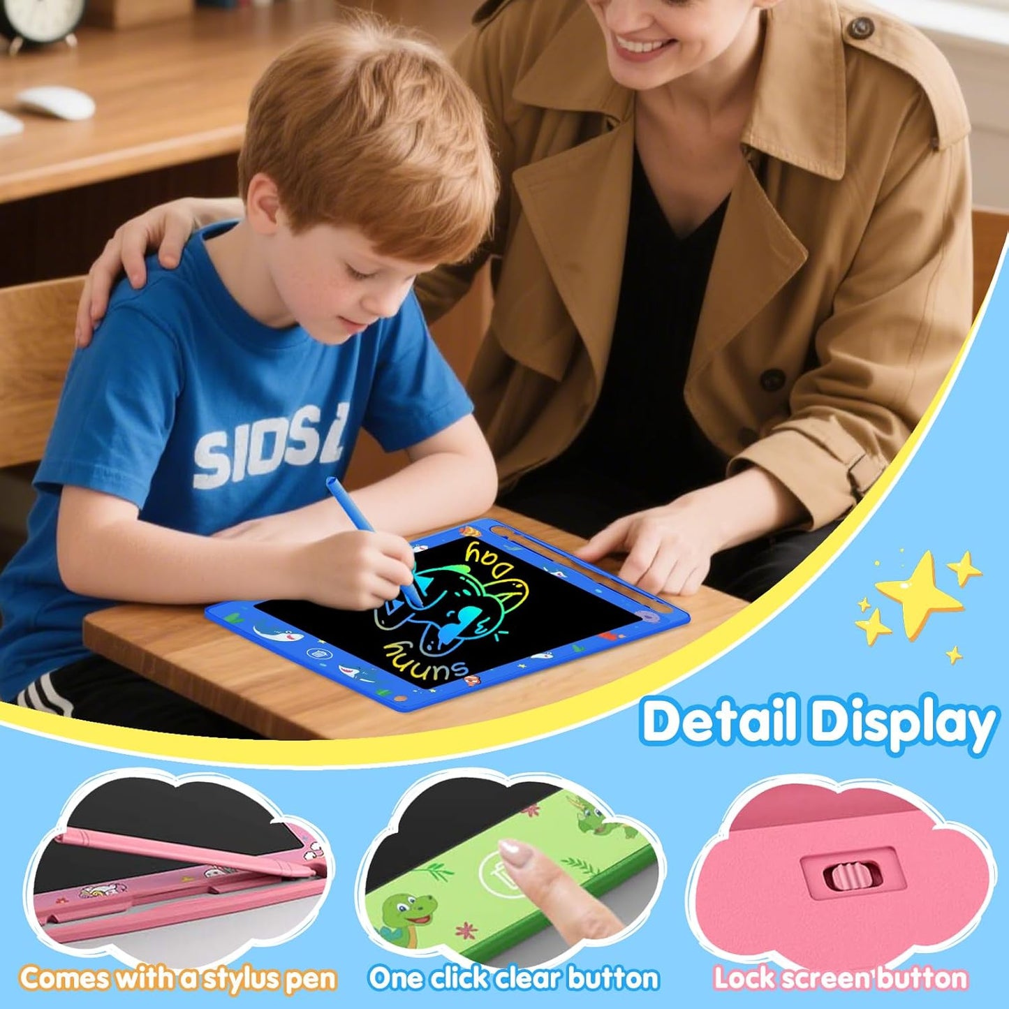 10 Pack LCD Writing Tablet for Kids, 8.5 Inch Colorful Doodle Board Drawing Pad, Educational Learning Travel Toys Birthday Gifts for Boys Girls Age 3 4 5 6 7 8